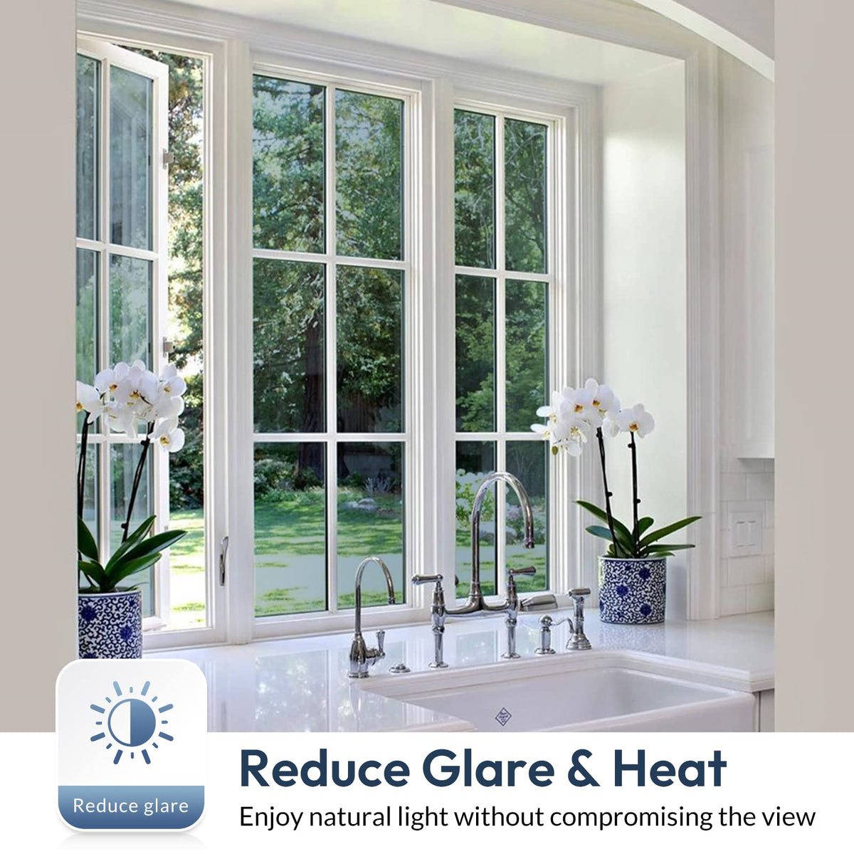 rabbitgoo One Way Window Film Daytime Privacy Window Tint Film for Home and Office, Static Cling Heat Control Anti UV Sun Blocking Reflective Mirror Vinyl, 60x400cm, 23.6"x157.4", Silver