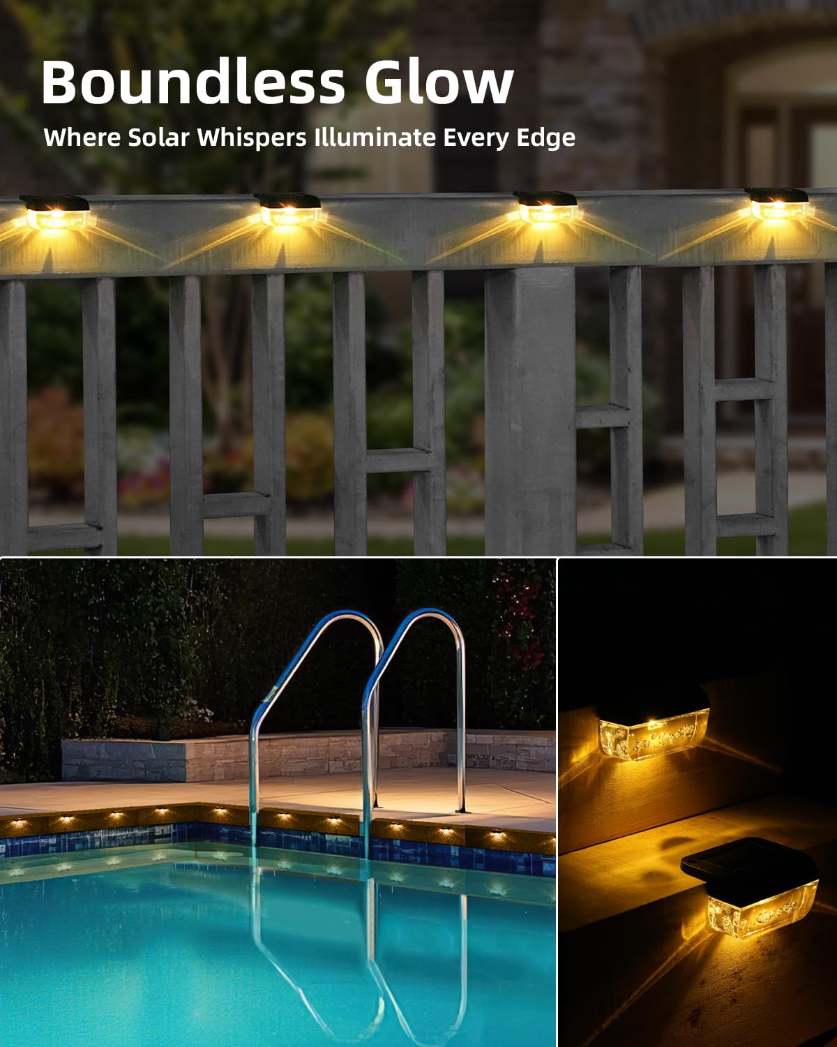 Solar Deck Lights Outdoor, 12 Pack Solar Fence Lights, LED Waterproof Solar Step Lights for Outside, Step, Fence, Deck, Stair, Pool and Yard, Warm White