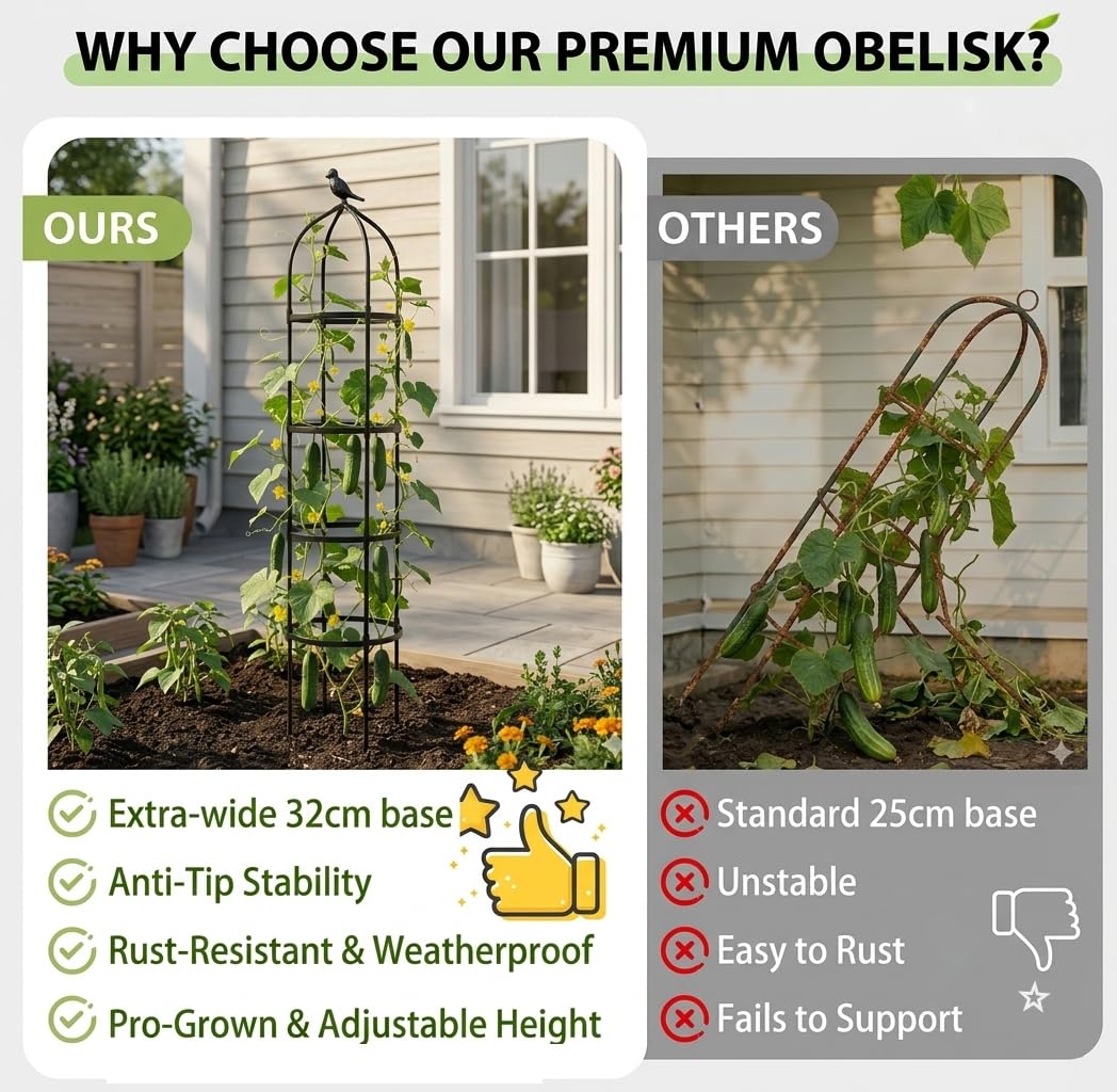2Pack 6.7FT Garden Trellis for Climbing Plants Outdoor&Indoor, Rustproof Metal Plant Trellis, Obelisk Trellis for Vegetable, Flower, Tomato, Cucumber, Clematis, Rose, Raspberry