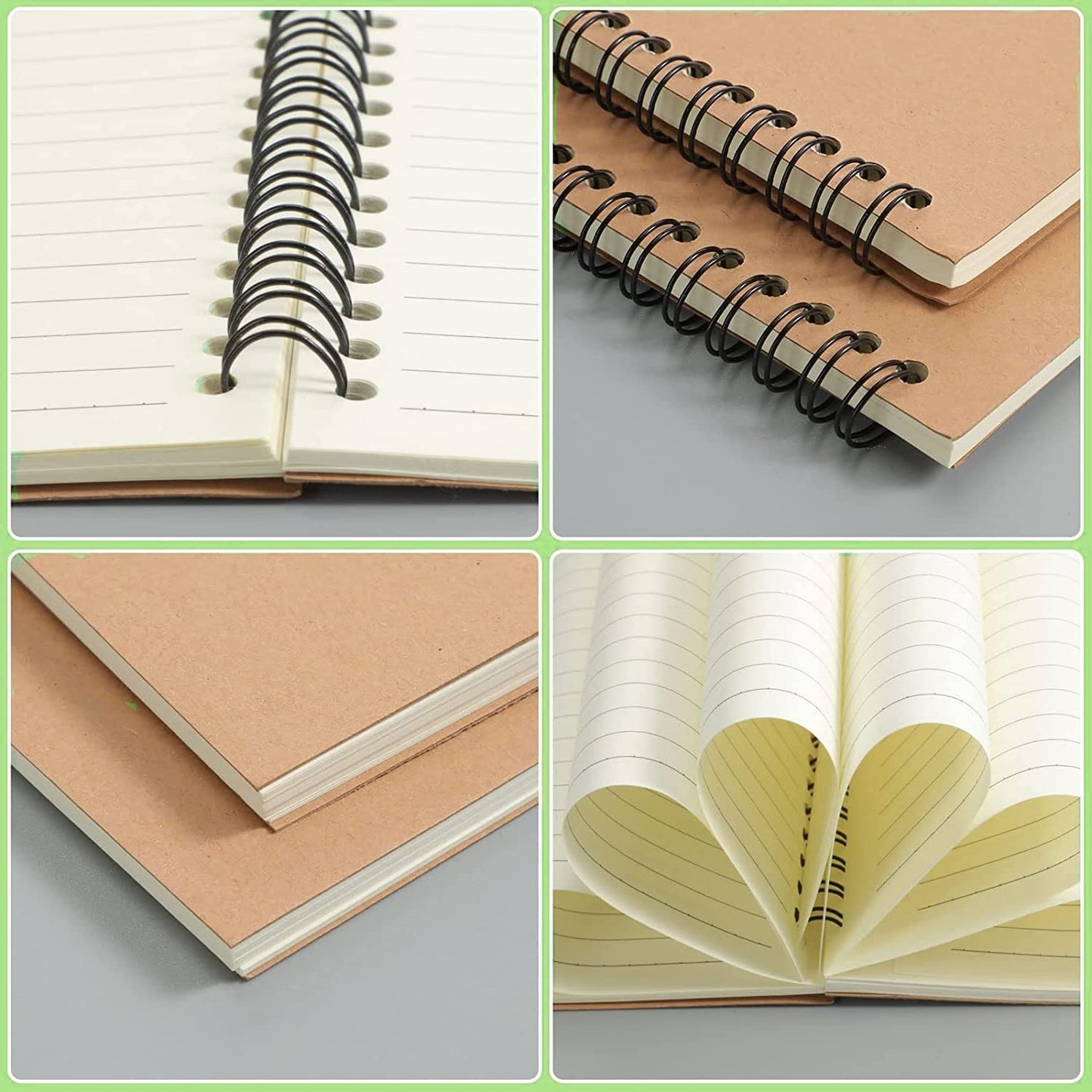 22 Pack Spiral Notebook, A5 Ruled Journal Notebooks with Kraft Paper Cover, Ruled Journal Lined Paper for School Office Travel, 8.3 x 5.5 Inch, 50 Sheets, 100 Pages