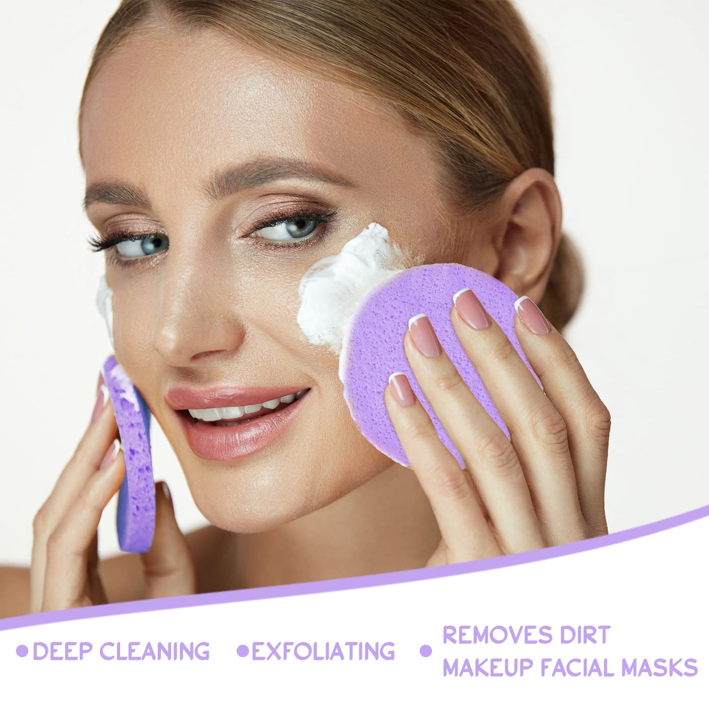 Foaincore 600 Pieces Compressed Facial Sponge Round Facial Sponge for Estheticians Face Sponges for Cleansing Face Wash Pads Disposable Sponges for Women Spa Exfoliating Cleansing(Purple)