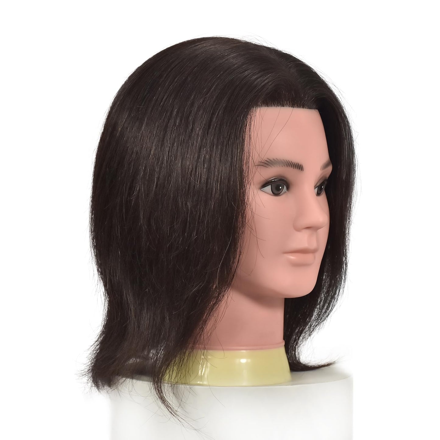 BLTYXT Male Mannequin Head with 100% Human Hair Training Head for Hairdressing Practice