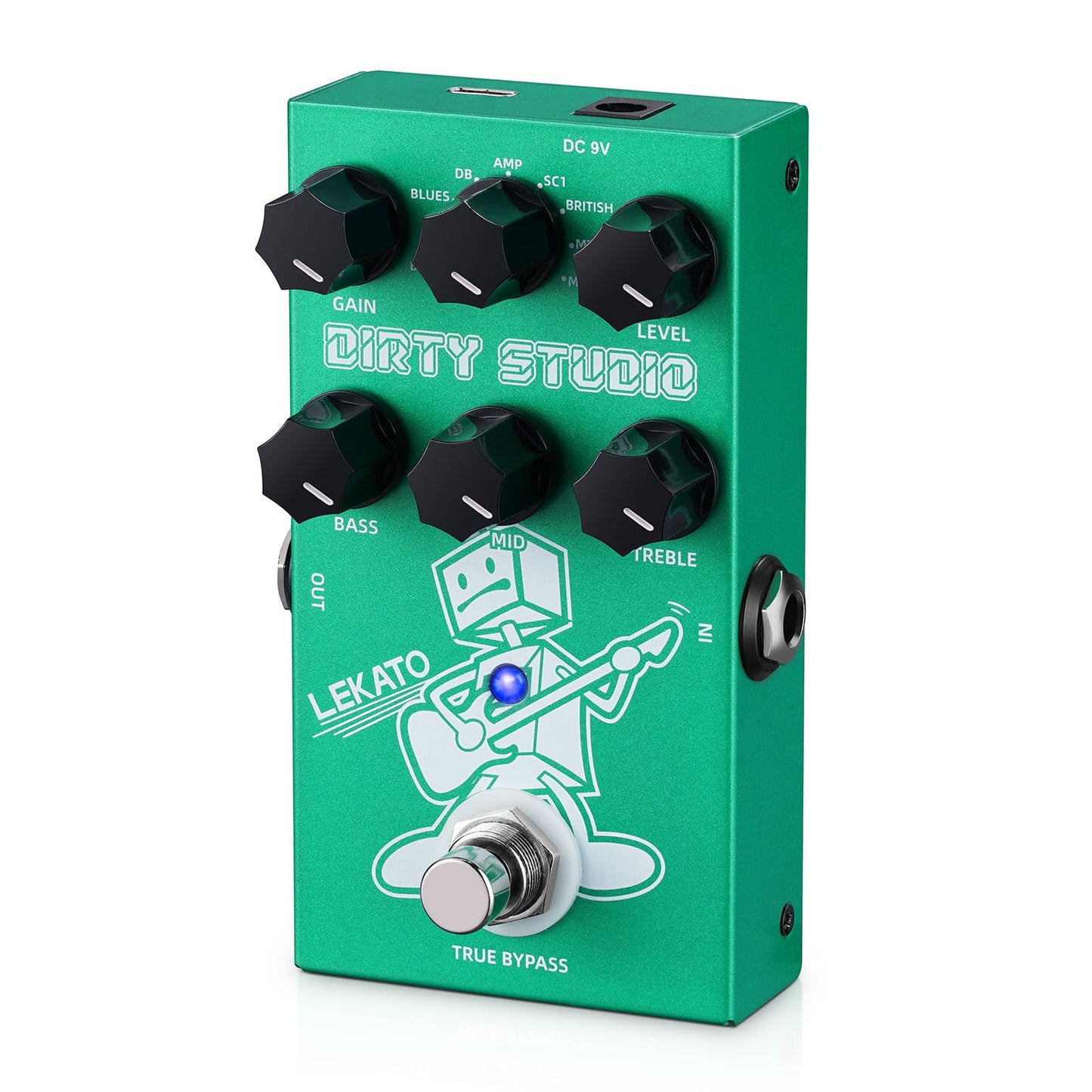 LEKATO Boost Distortion Overdrive Digital Guitar Effect Pedal with 9 Tones, 3-band EQ, True Bypass, Combo Clean Pedal for Electric Guitar