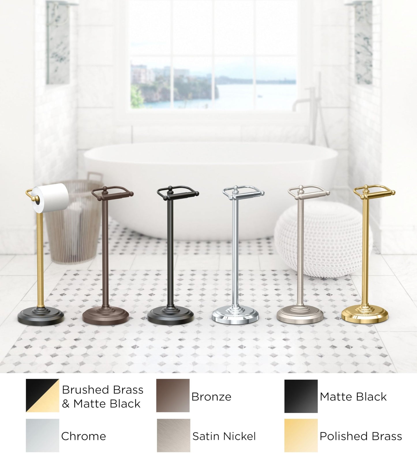 Gatco 1436C Designer II Pedestal Paper Holder, Chrome