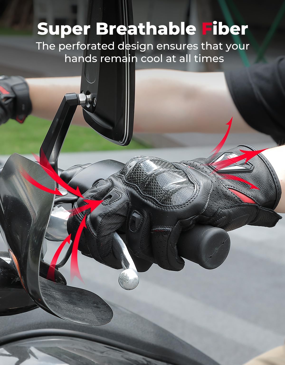 KEMIMOTO Sheepskin Leather Motorcycle Gloves for Men, Motorcycle Gloves for Motorcross Motorbike Dirt Bike Bicycle Racing ATV UTV