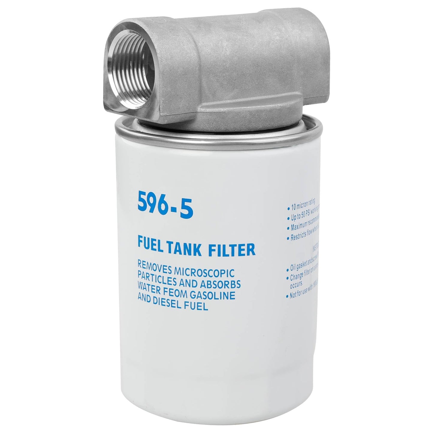 Fuel Tank Filter Kit with 3/4 NPT Top Cap Compatible with Fuel Pumps Transfer Tanks, 10 Micron Diesel Filter