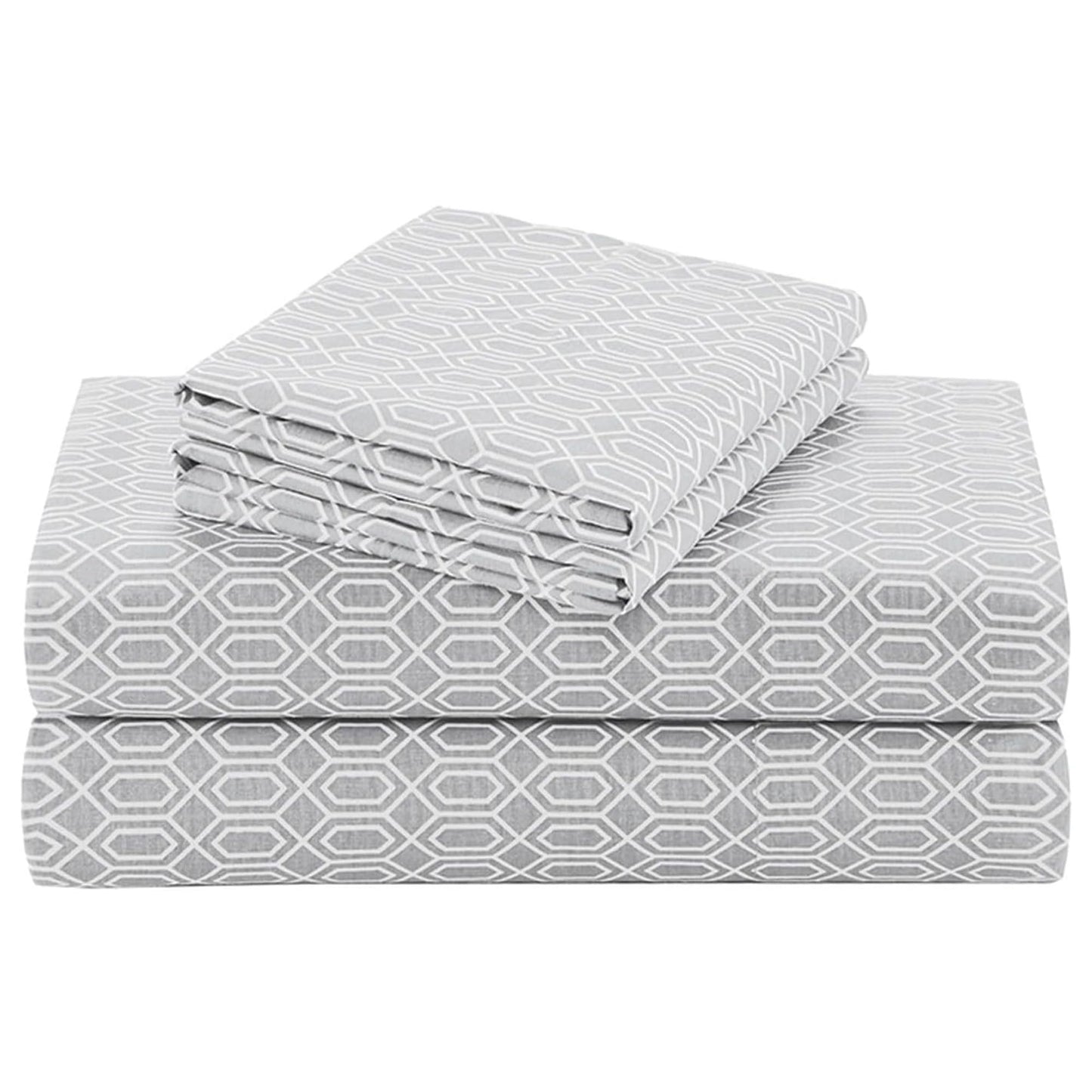 Comfort Spaces 100% Cotton Sheet Set Breathable, Lightweight, Soft with 12" Elastic Pocket Fits up to 14" Mattress, All Season Cozy Bedding, Matching Pillow Case, Twin Diamond Taupe 3 Piece