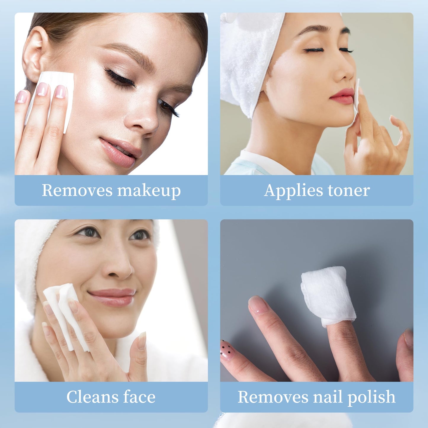 SHINO Natural Square Cotton Pads,800 Ps Biodegradable Pads Makeup Remover Cotton for Sensitive Skin - Beauty, Personal Care, Baby Care Daily Cosmetics (Pack of 8)