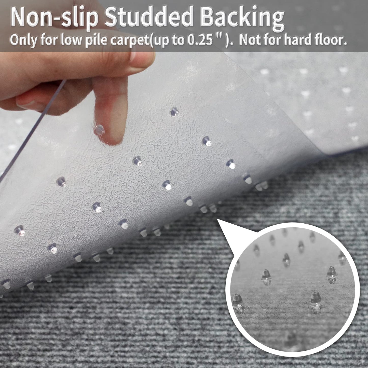 SHAREWIN Office Chair Mat for Carpet Floors, 47" x 59" Clear Desk Chair Mats for Low Pile Carpeted Protector, Sturdy PVC Computer Thin Chair Mats Anti-Slip and Easy to Clean for Home & Office