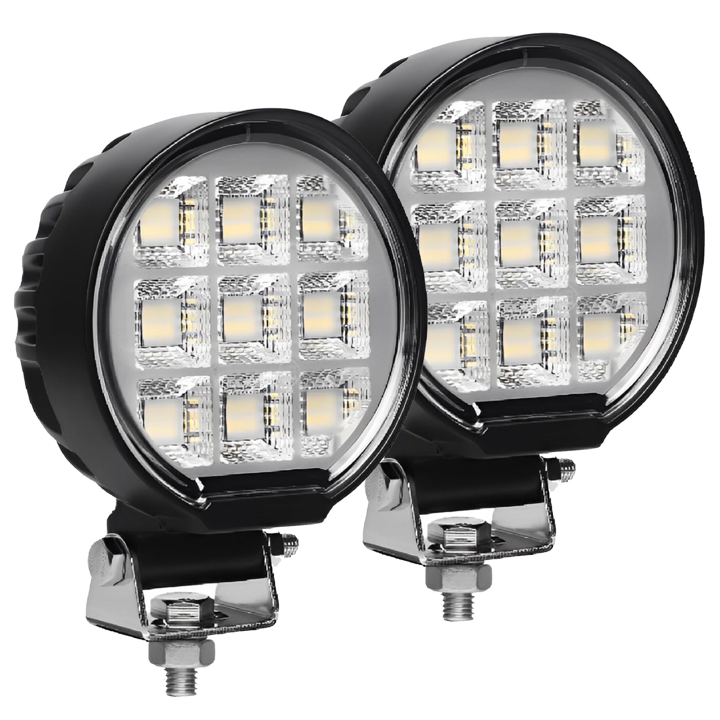 4.1 Inch 108W 8000LM LED Tractor Lights, 2PCS Round IP67 Waterproof LED Work Lights for Truck, 12/24V 5700K White Flood Light for Truck Tractor UTV and Heavy-Duty Equipment