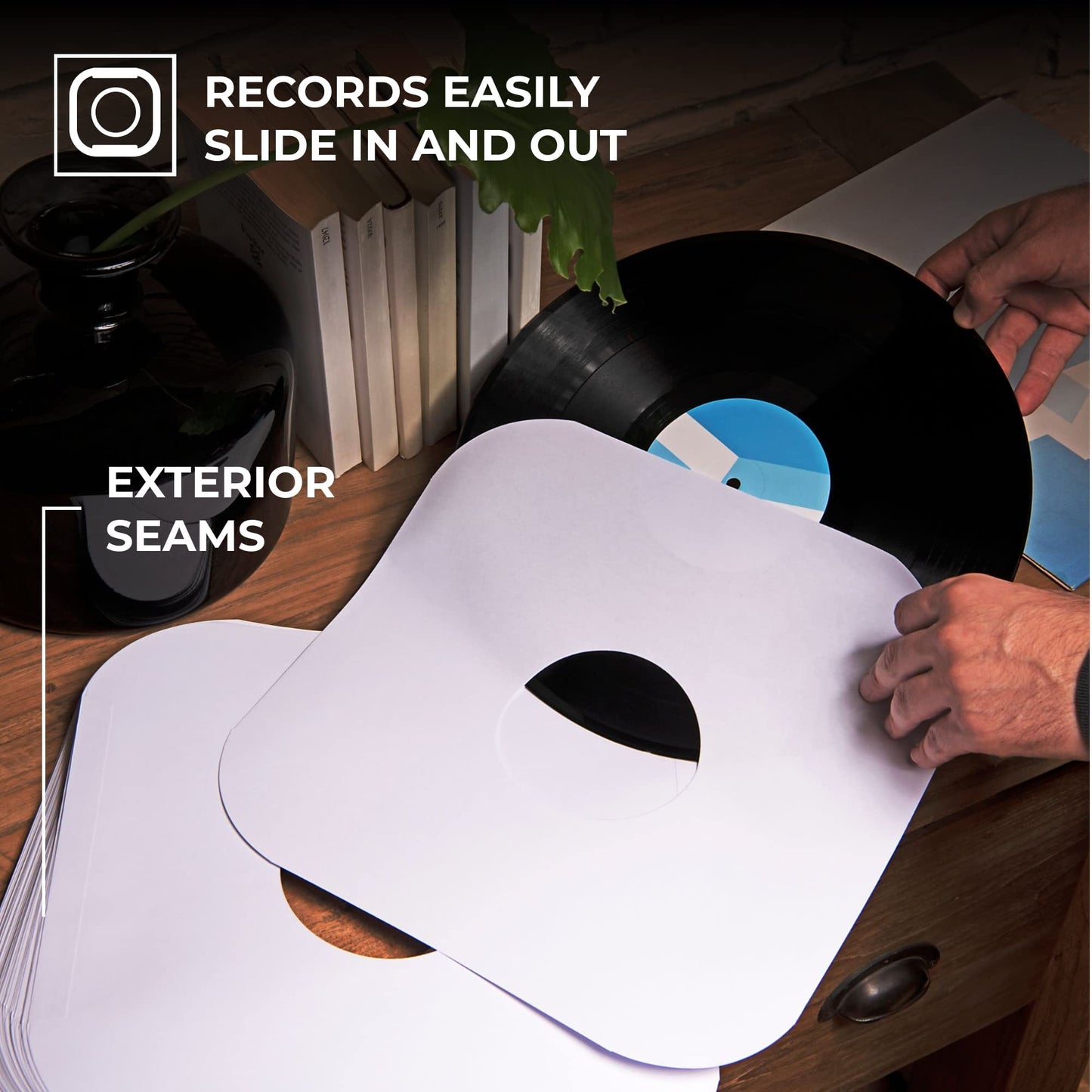 BIG FUDGE Vinyl Record Inner Sleeves - 12 inch x 50 Pcs - Heavyweight & Acid-Free Paper Album Covers - Anti Static Protective Sleeve for Your LP & Single Records