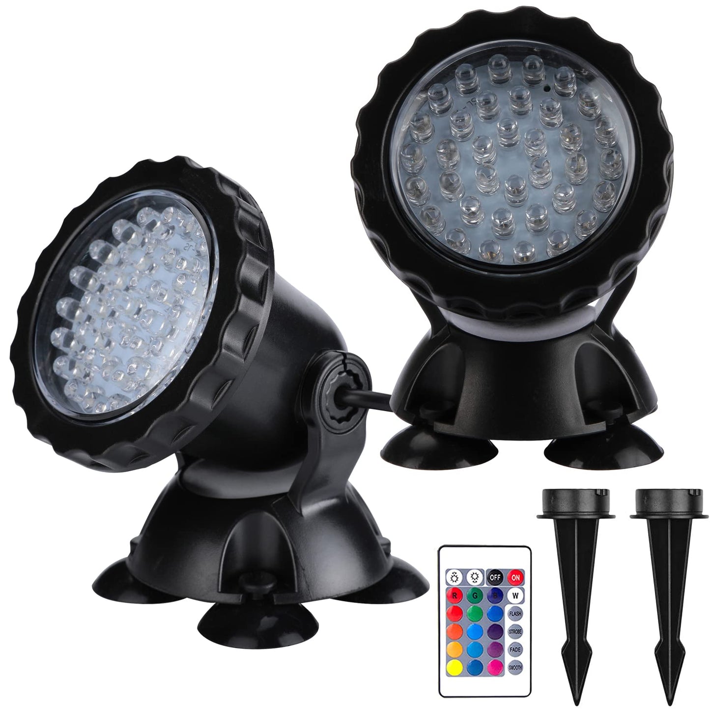 ZHGSERVU Pond Lights LED Underwater Color Changing Submersible Fountain Lights with Remote, 36 LED Bulbs Landscape Light Multi-Color & Adjustable for Aquarium Garden Pool, Shallow