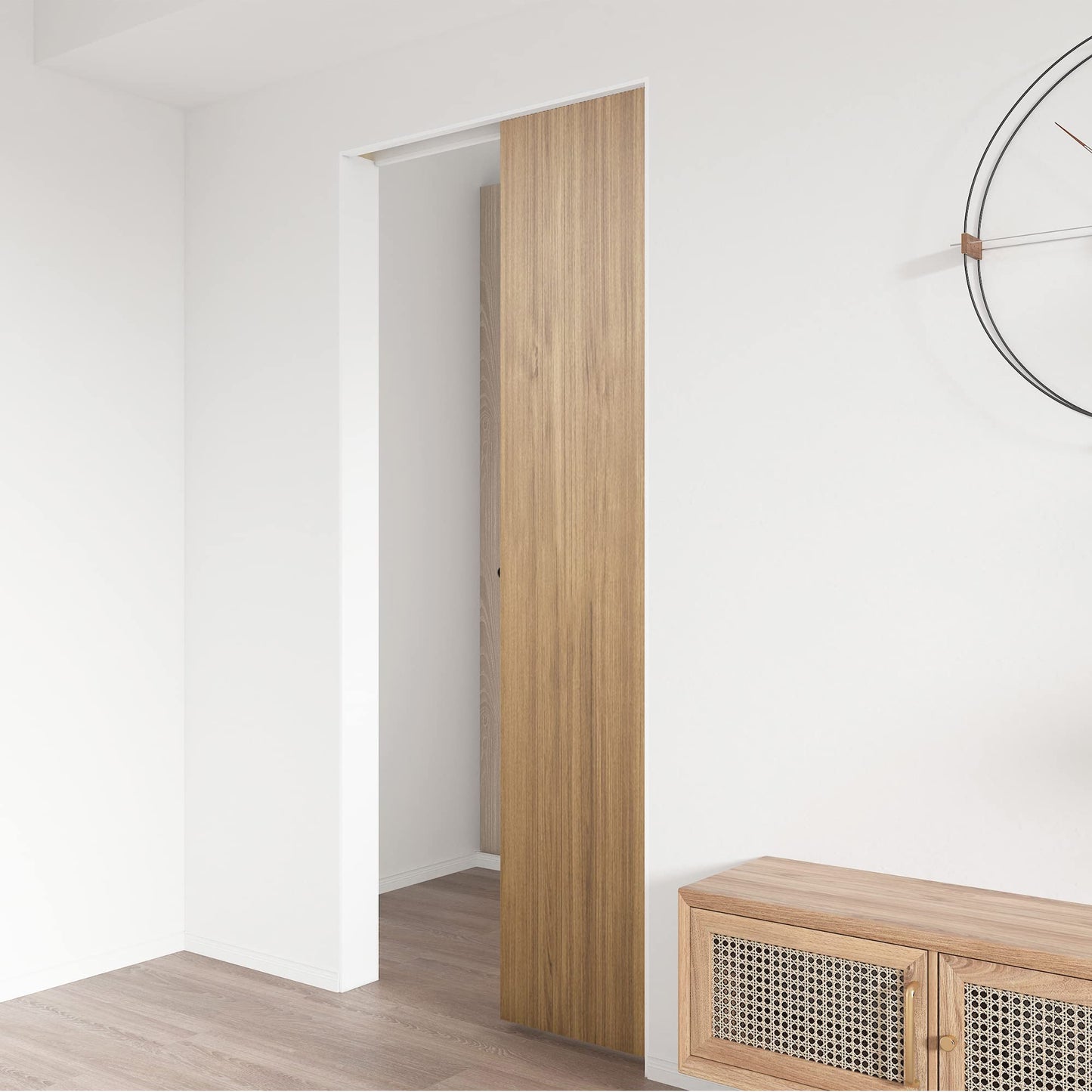 JUBEST 5FT Commercial Grade Pocket Door Hardware and Track Set, Sliding Door Hardware 60", Durable and Smoothly, Easy to Install