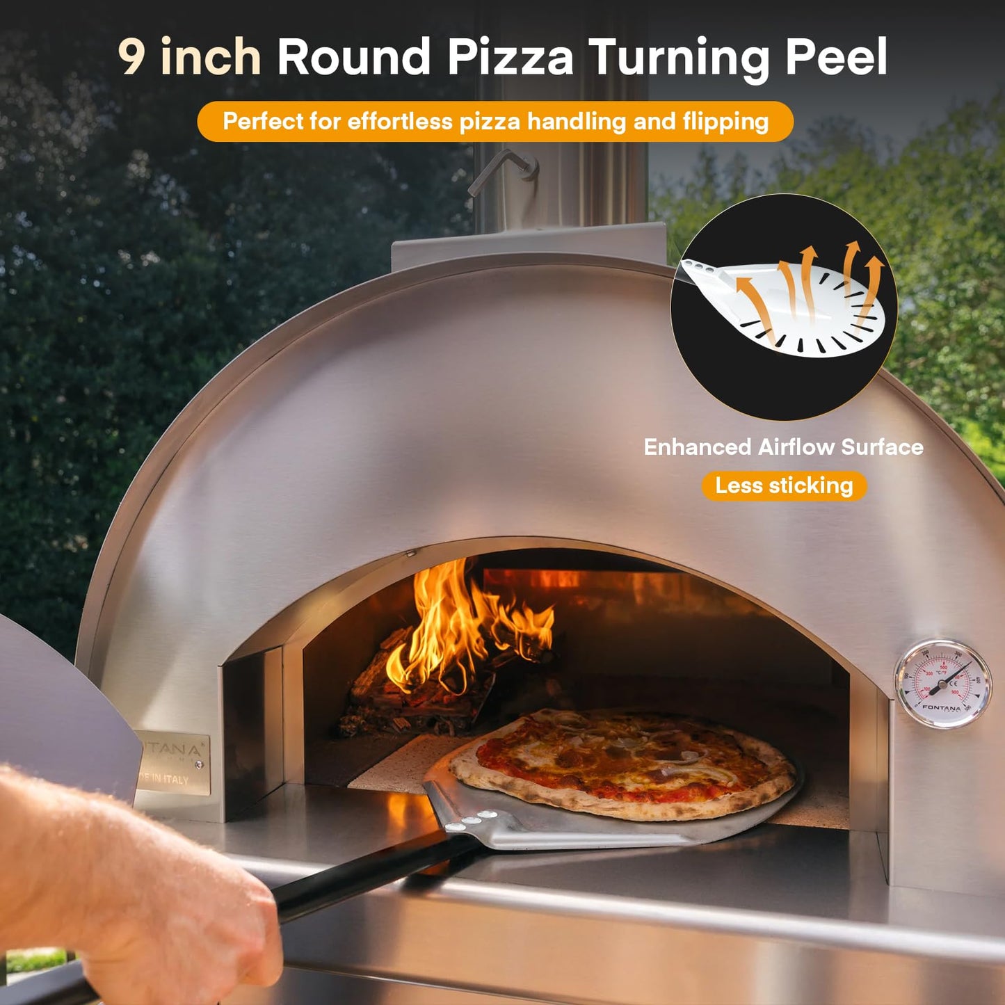 4PCS Pizza Oven Accessories, Yofuly 12 Inch Perforated Pizza Peel, 9 Inch Round Turning Peel, Stone Cleaning Brush with Scraper, Rocker Cutter, Homemade Pizzas Supplies Tools Kit