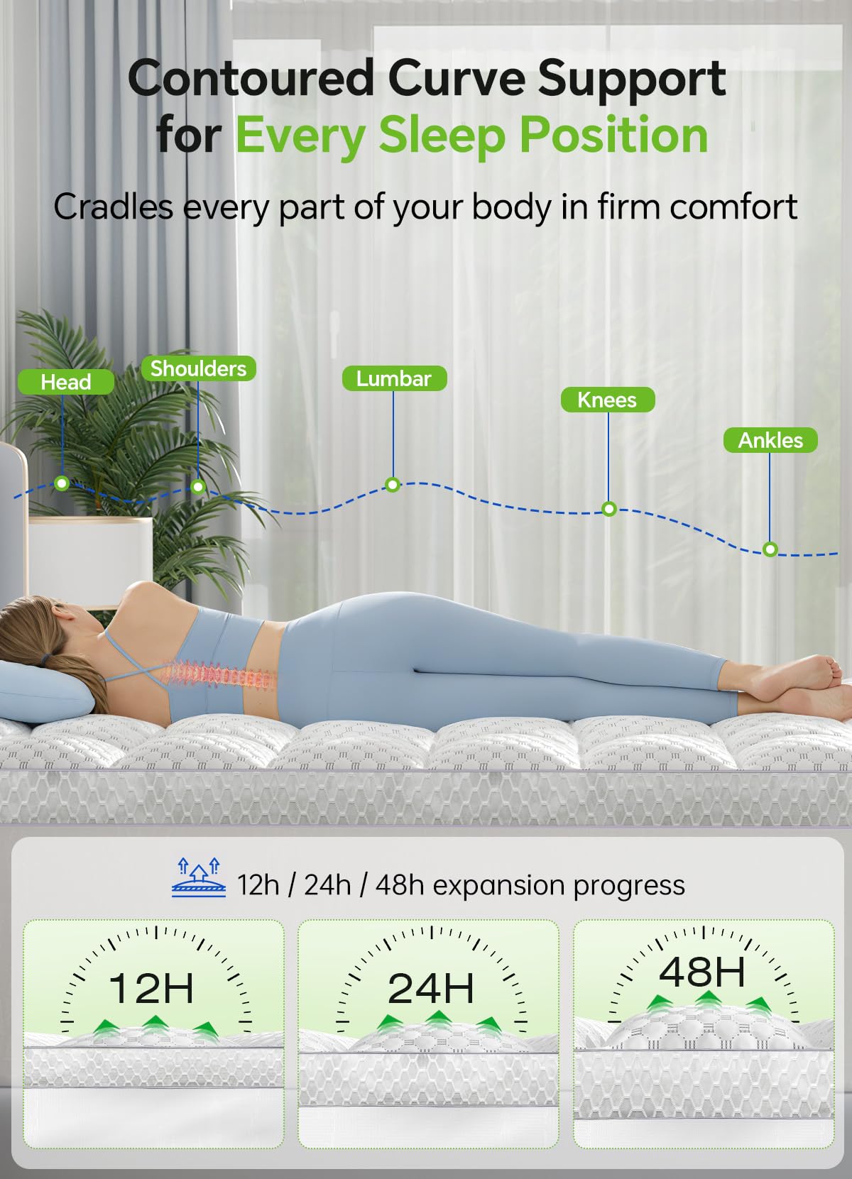BEDELITE Queen Mattress Topper 3 Inch Thick Mattress Pad, Plush Pillow Top Bed Cover with Elastic Deep Pockets 6-24 Inch, Shredded Memory Foam Filling