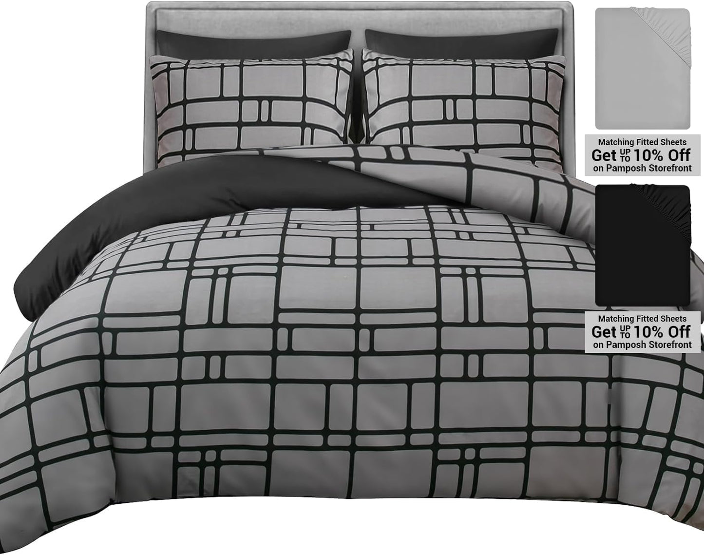 Pamposh Duvet Cover Queen Premium Microfiber Bedding Set 3 Pieces Includes 1 Queen Size Duvet Cover (90" x 90") with Zipper Closure & 2 Pillow Shams