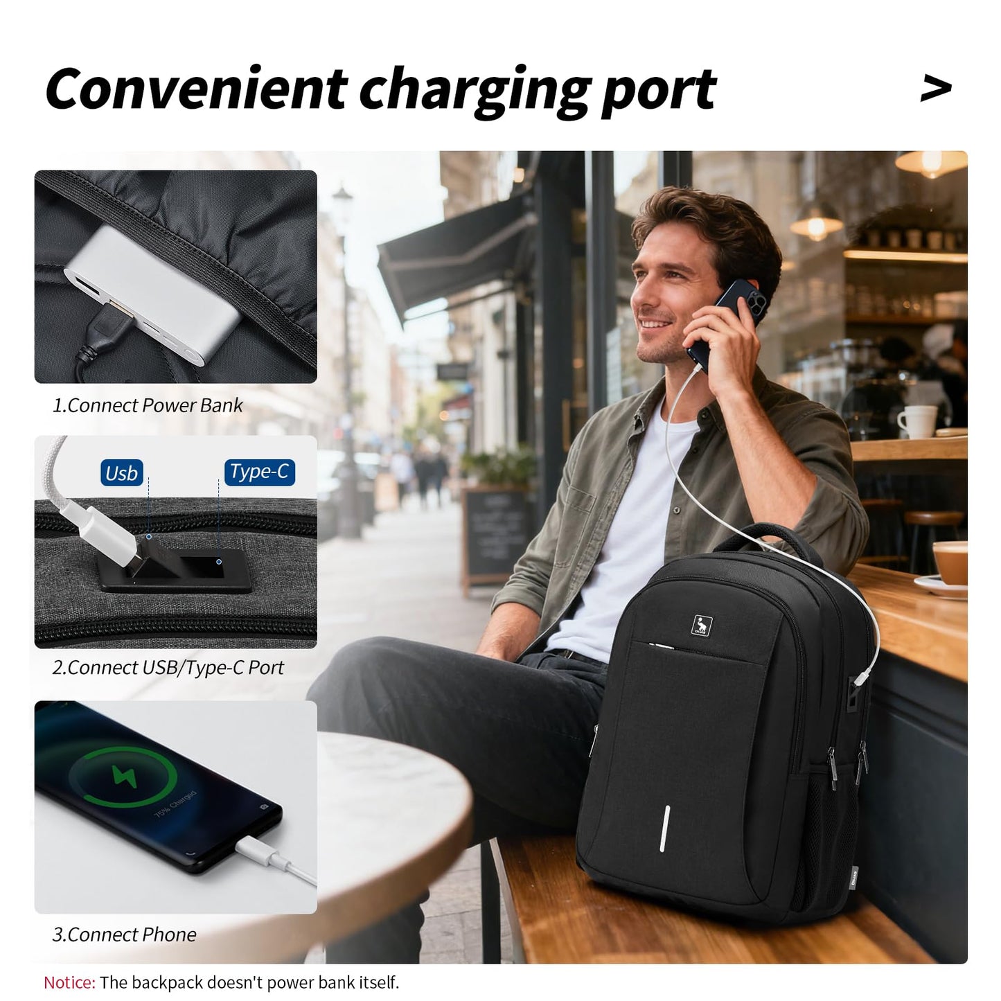 OIWAS Travel Laptop Backpack, 17 Inch Laptop Backpack for Men Women College Backpacks Bookbag with USB Charging Port Business Backpack