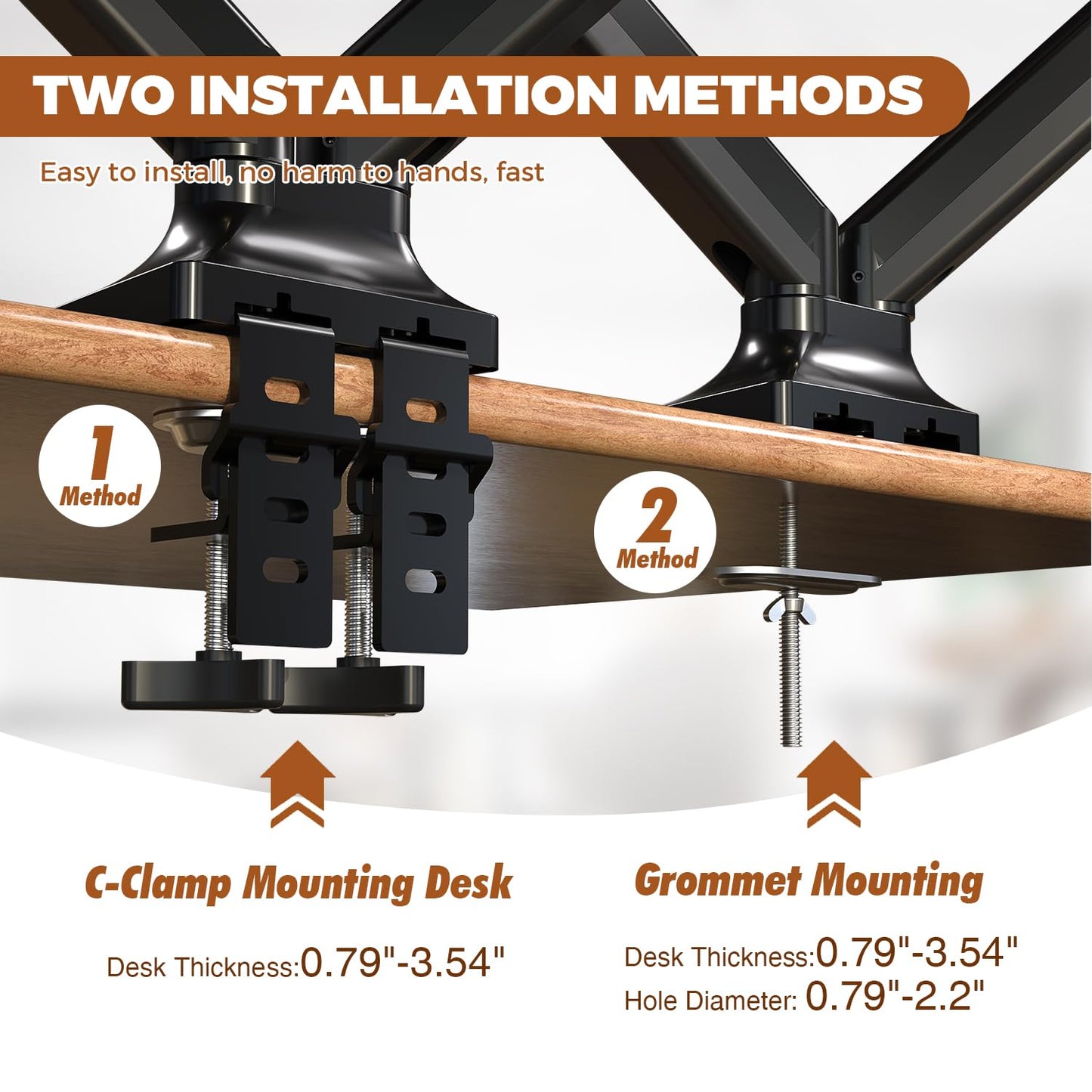 Charmount Dual Monitor Stand and Mount, Dual Monitor Arm for Screens Up to 32 Inch,Double Monitor Desk Mount,Vesa Mount 75x75mm to 100x100mm,Max Load 22lbs