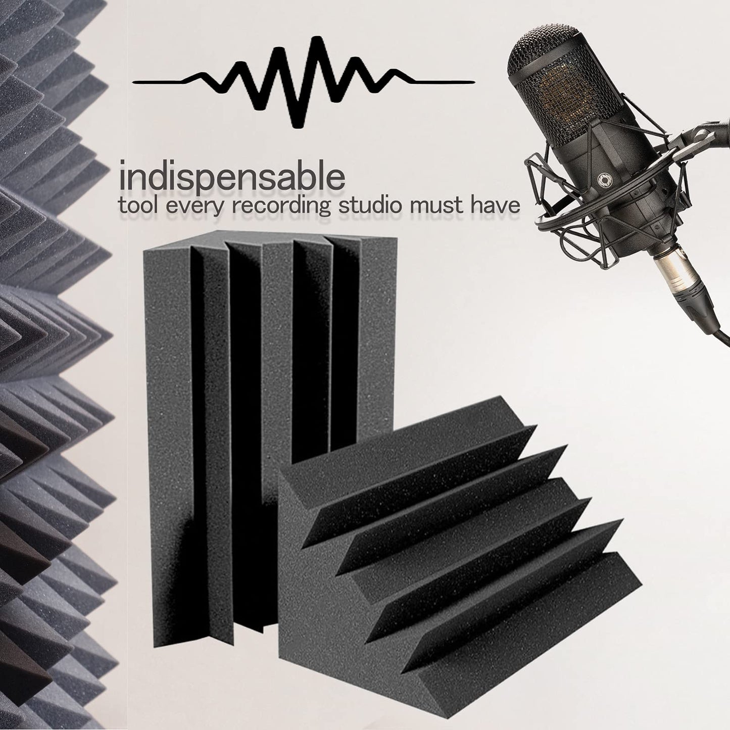 Acoustic Foam Bass Traps -12 Pack Wall Corner Studio Foam Blocks 12" X 7" X 7" Low-Frequency Sound Absorption Material for Home Studio and Theater etc. (12 Pack, Bass traps)