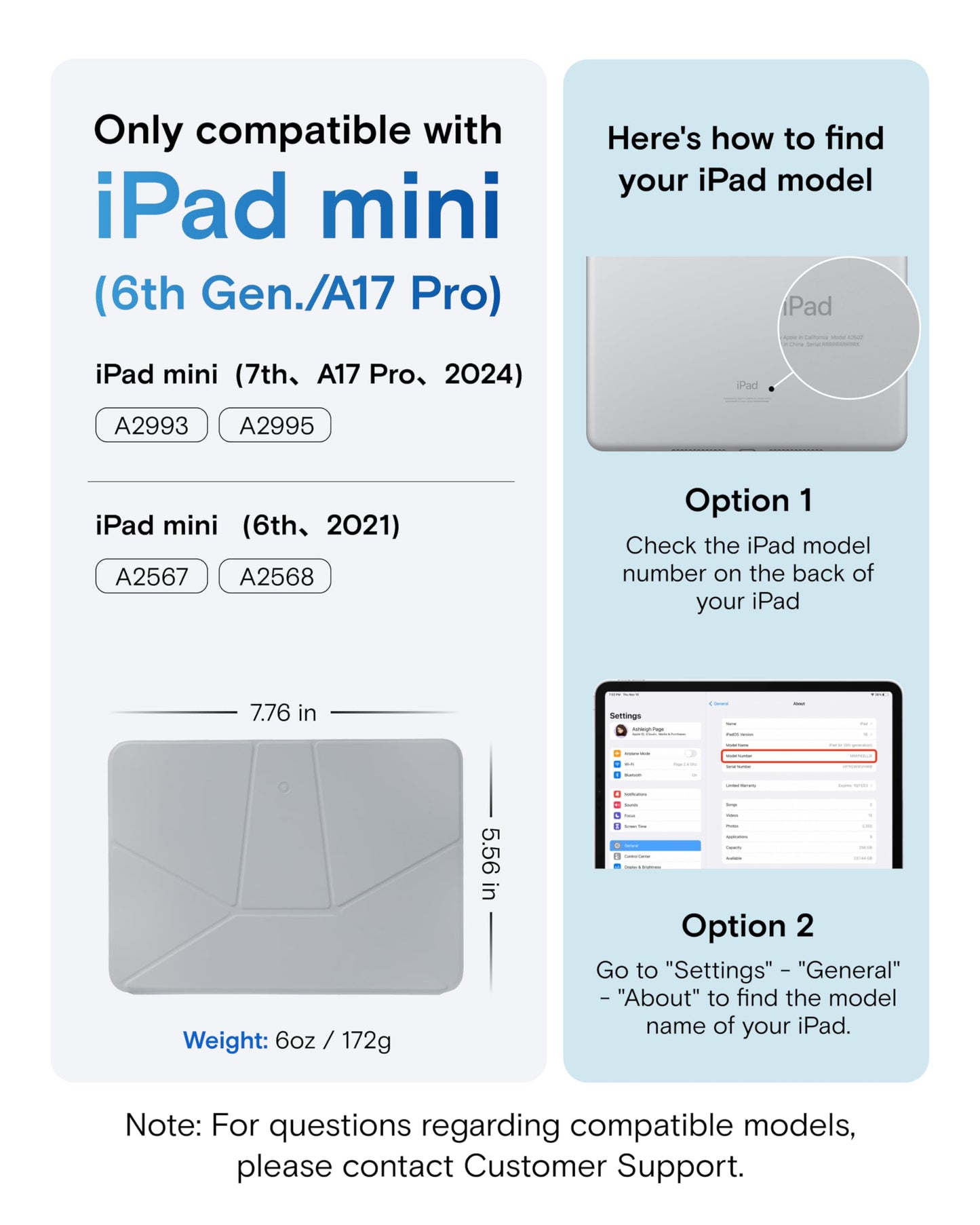 MOFT Dynamic Folio Case for iPad mini 7 A17 Pro (2024), iPad mini 6 (2021), Silm Magnetic Stand Case with 20+ Viewing Angles, Auto Wake/Sleep, Ultra Thin, Cement x Sapphire