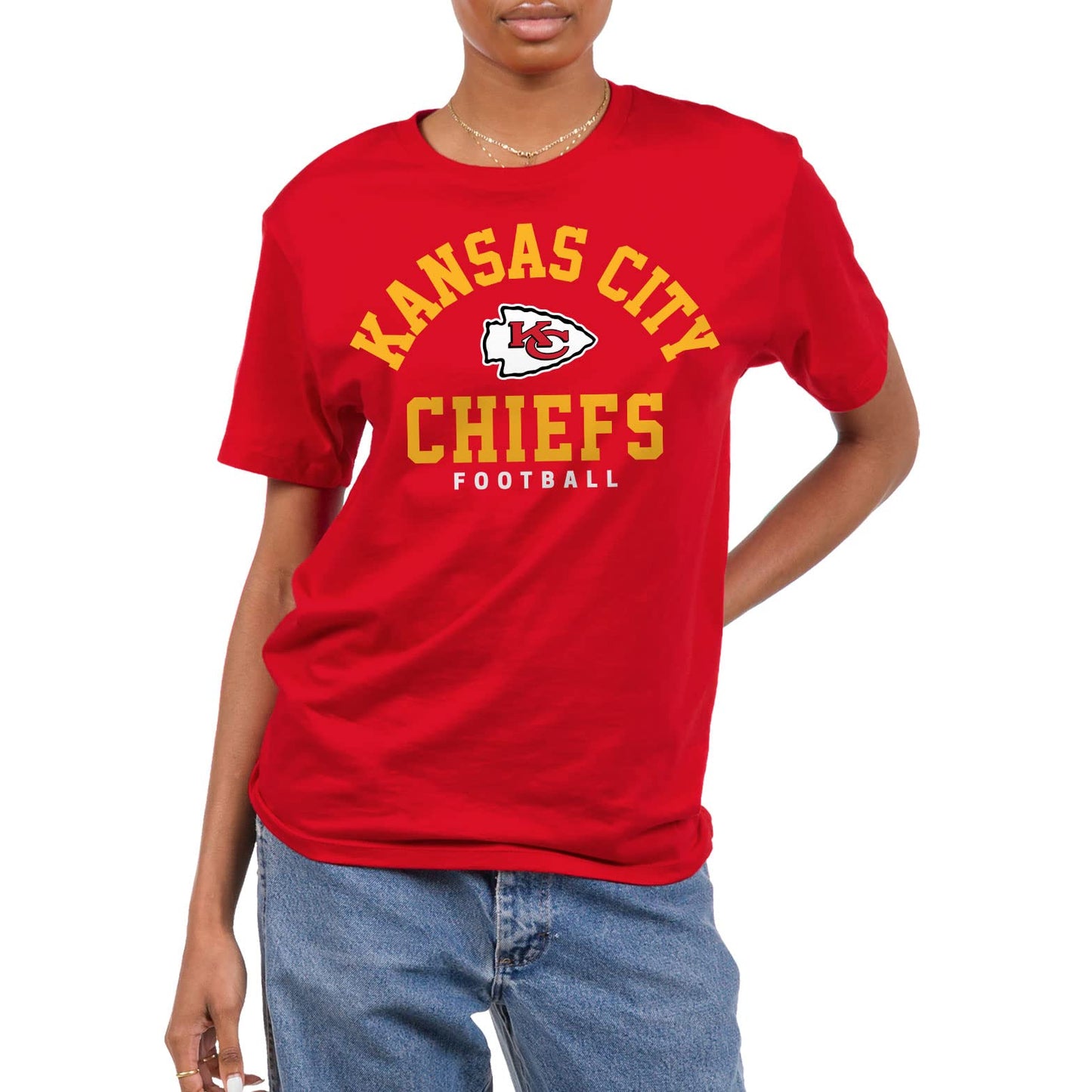 Junk Food Clothing x NFL - Kansas City Chiefs - Classic Team Logo - Unisex Adult Short Sleeve Fan T-Shirt for Men and Women - Size Medium Red