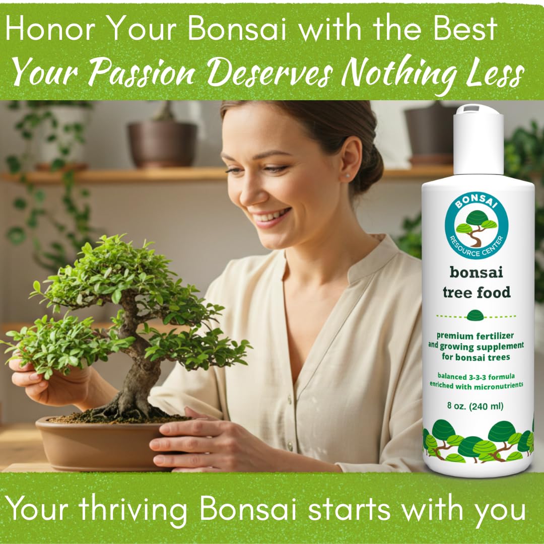 Bonsai Tree Food | Premium, Gentle Liquid Fertilizer for Healthy Growth, Strong Stems and Beautiful Blooms | 3-3-3 Balanced NPK Concentrate | 8 oz (240 ml)