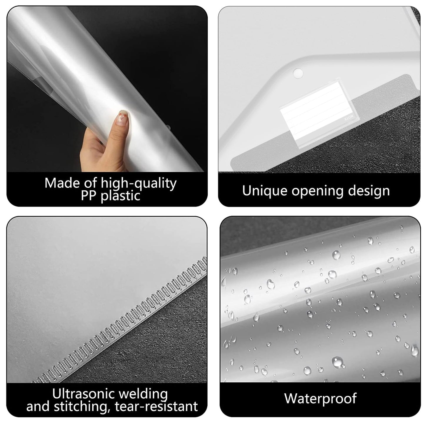100 Pcs Clear Envelopes Bulk, A4 Letter Size Plastic File Folders with Snap Button, Waterproof File Pouches Document Envelopes for Office School Home Organization