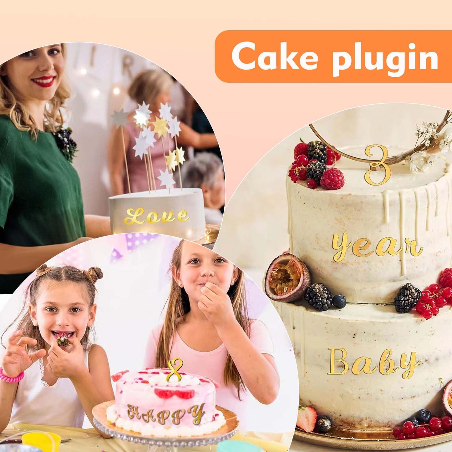 TAMUNI Acrylic Cake Topper - 128Pcs Elegant Gold Letters Cake Topper with 0-9 Numbers, a-z Letter and A-Z Letter, Cupcake Topper Decoration for Birthday (Gold)