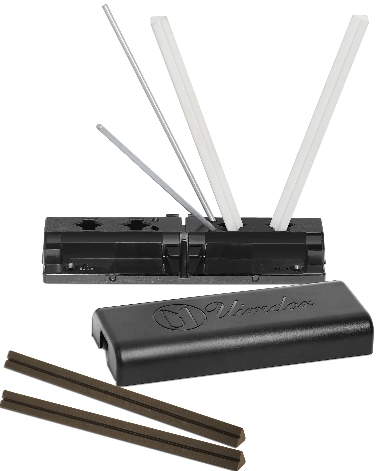Tri-Angle Knife Sharpener with Safety Rods, Premium Alumina Ceramic Stones, Sharpener Rods for Quickly Repairing and Polishing Straight for Kitchen Knives, Scissors, and Razors