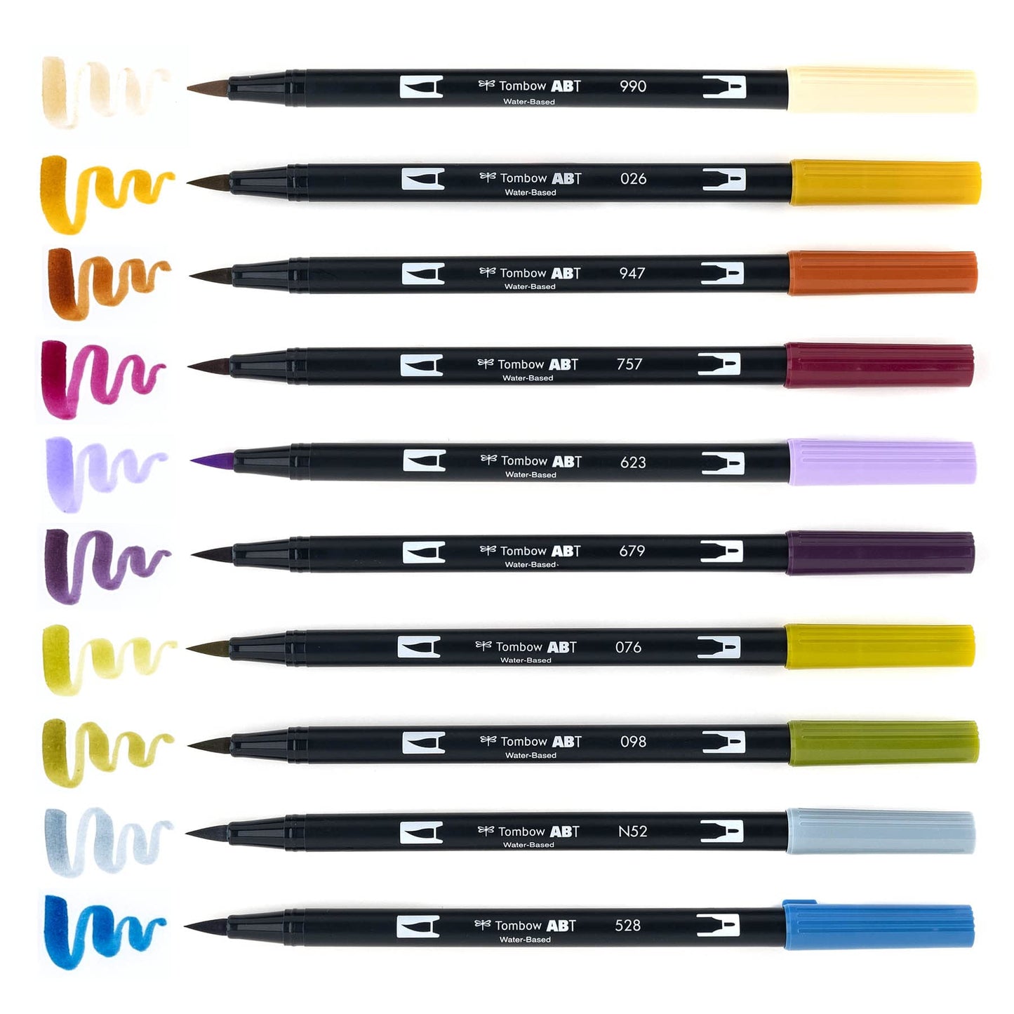 Tombow 56186 Dual Brush Pen Art Markers, Muted, 10-Pack. Blendable, Brush and Fine Tip Markers