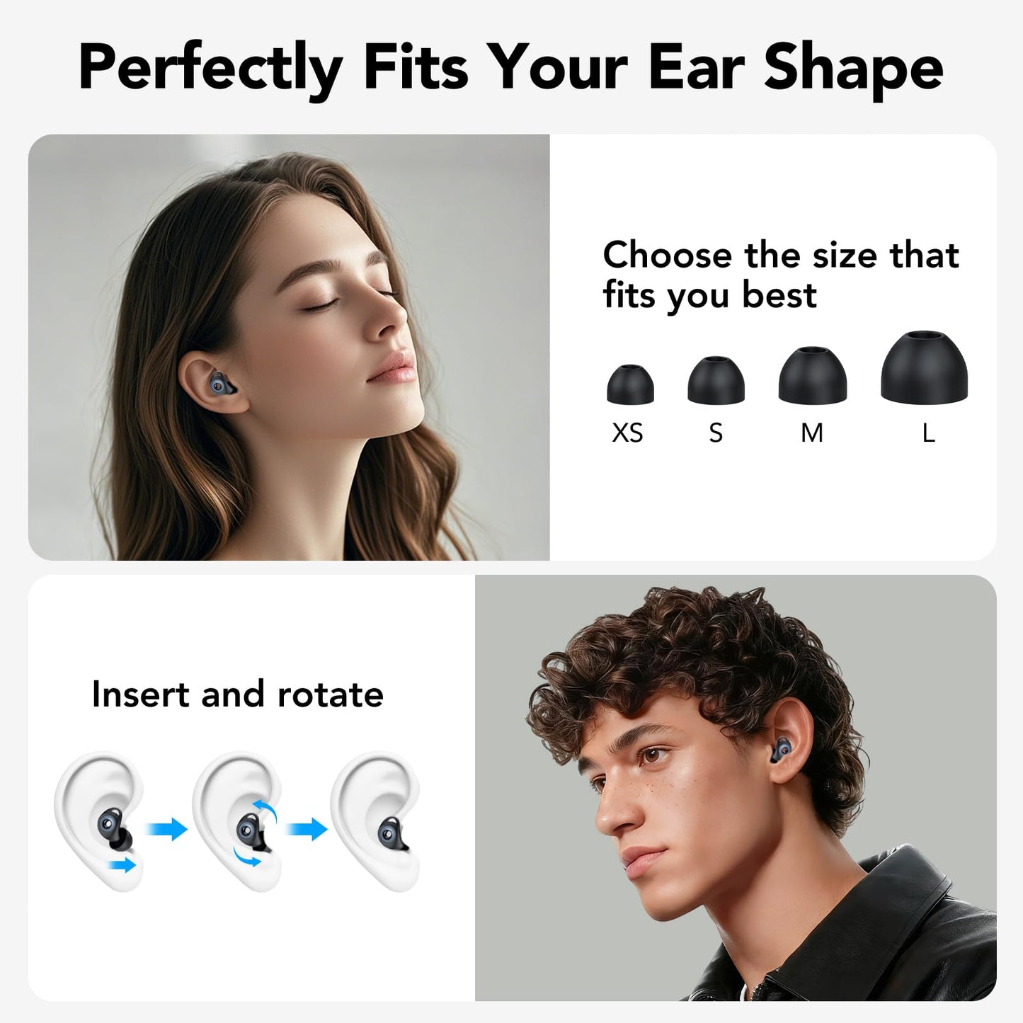 Ear Plugs for Sleeping Noise Cancelling 45dB, Concert, Soft and Reusable Silicone Hearing Protection Earplugs with 8 Eartips in 4 Sizes(XS/S/M/L), Carrying bag,for Sleeping,Concert,Working,Travelling