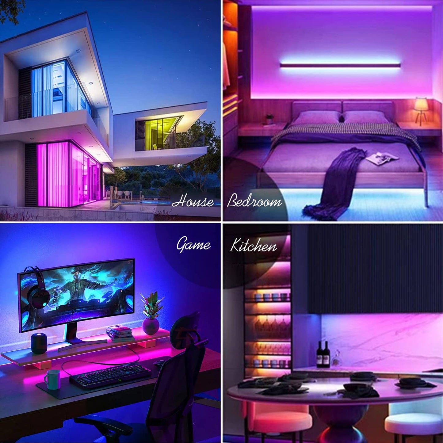 KENTA Led Strip Lights 200ft (2 Rolls of 100ft) Smart Light Strips with App Control Remote, 5050 RGB Led Lights for Bedroom, Music Sync Color Changing Lights for Room Party…