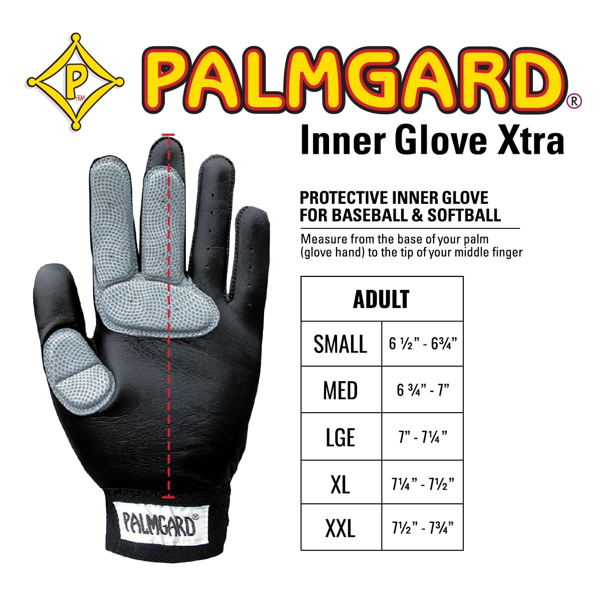 Palm Guard Markwort Palmgard Xtra Inner Glove, Black, Left Hand, Adult, Medium