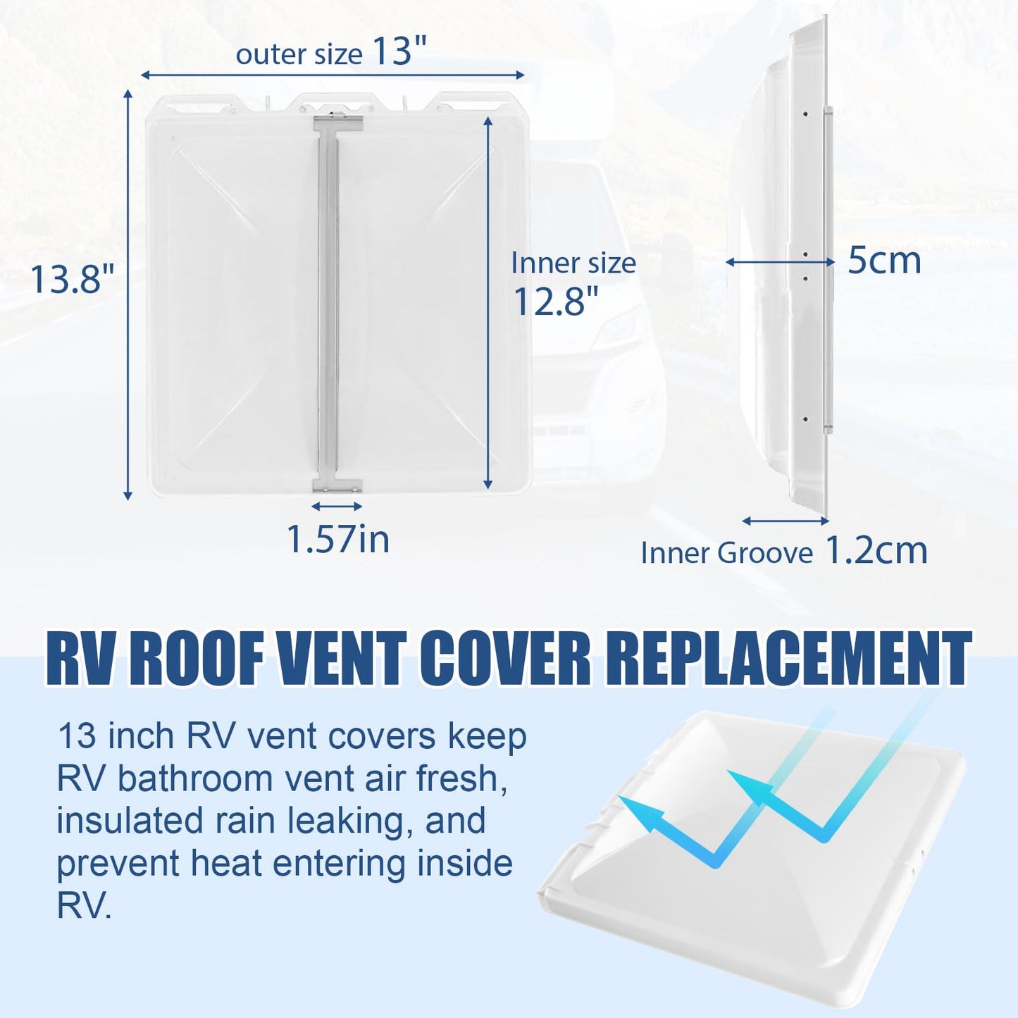 13 Inch Roof Vent Cover Compatible with RV,Universal Trailer Camper Vent Lid for Vent Fan Motorhome Trailer,2 Pack