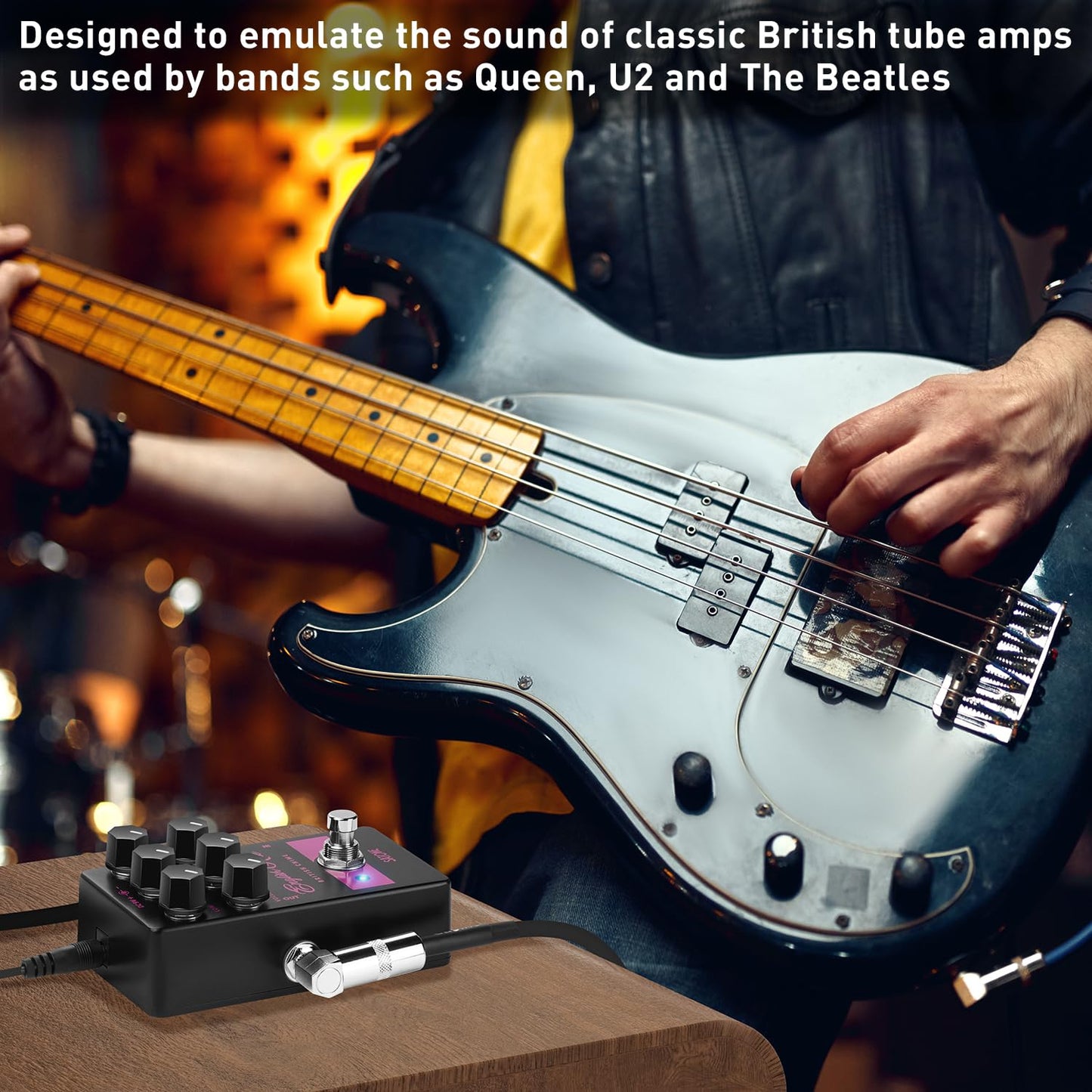 Satone S812 English Rose British Chime Overdrive Electric Guitar Effect Pedal - Bell-like Tone Transform Effect Preset Acoustic Metal Pedal with 3-Band EQ True Bypass