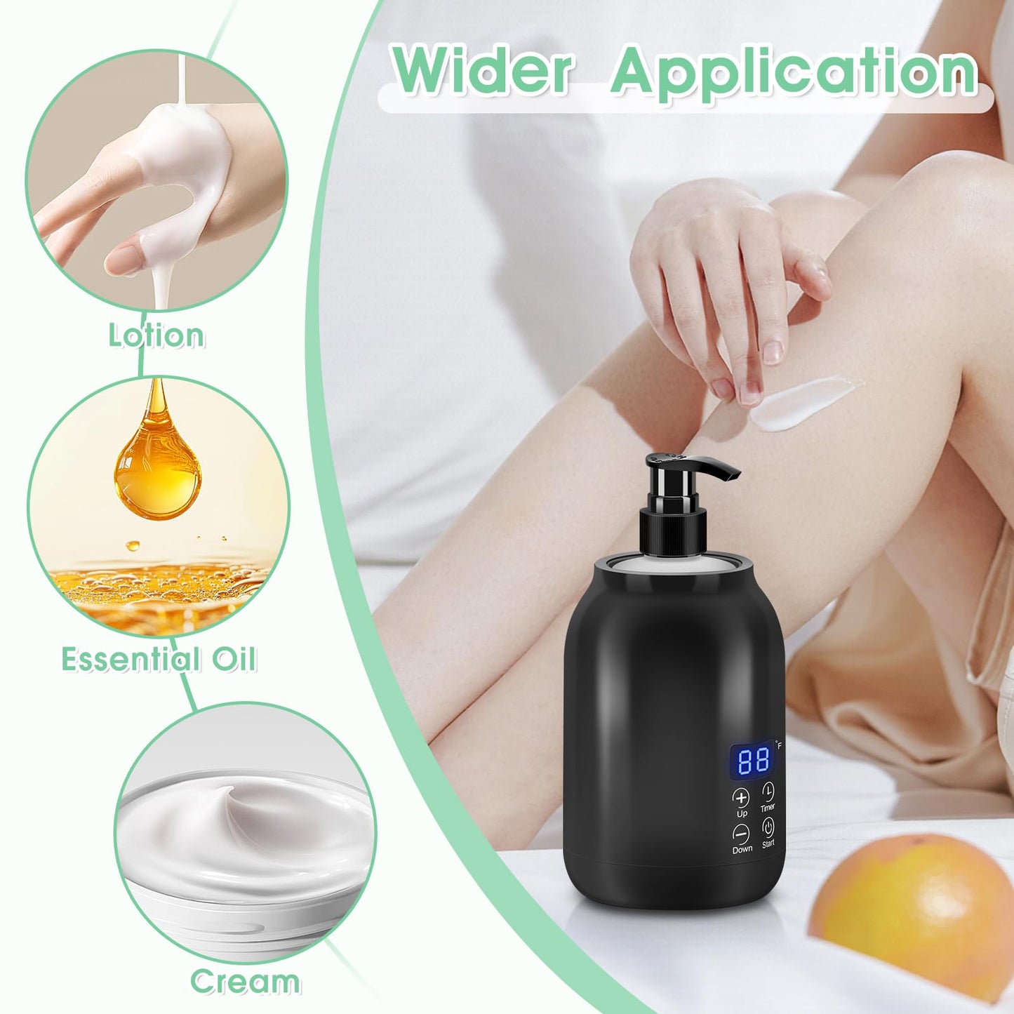 Gugxiom Massage Oil Warmer, LED Display Single Bottle Pro Massage Heater, Temperature Control Oil Warmer for Massage with 2 Oil Bottles, for Lotion Cream (US Plug)