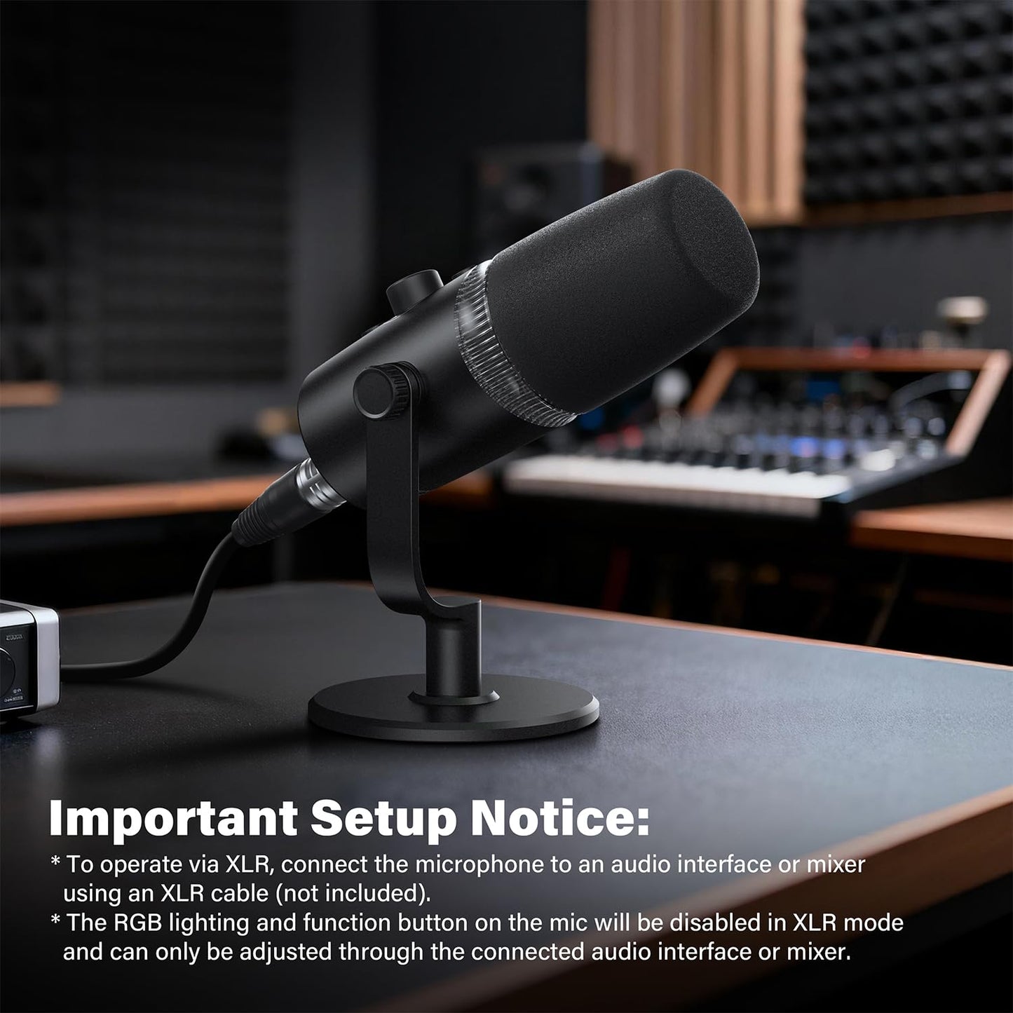 USB/XLR Dynamic Podcast & Gaming Microphone for PC, Vocal Mic with RGB Lighting, Tap-to-Mute, Gain Control & Headphone Monitoring for YouTube Streaming