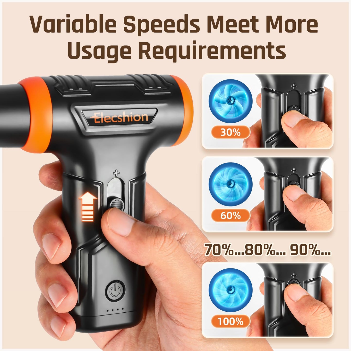 Compressed Air - Electric Air Duster, 50 mph 110000RPM Super Power Compressed Air Duster for PC/Computer/Blaster/Keyboard/Home, Variable Speed Cordless Canned Air Mini Dust Blower Quick Dusting