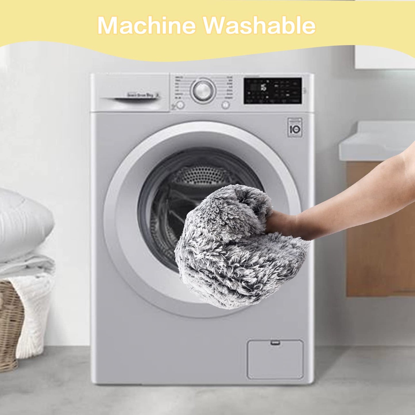 Bedfolks Calming Donut Dog Bed, 30 Inches Round Fluffy Dog Beds for Medium Dogs, Anti-Anxiety Plush Dog Bed, Machine Washable Pet Bed (Dark Grey, Medium)