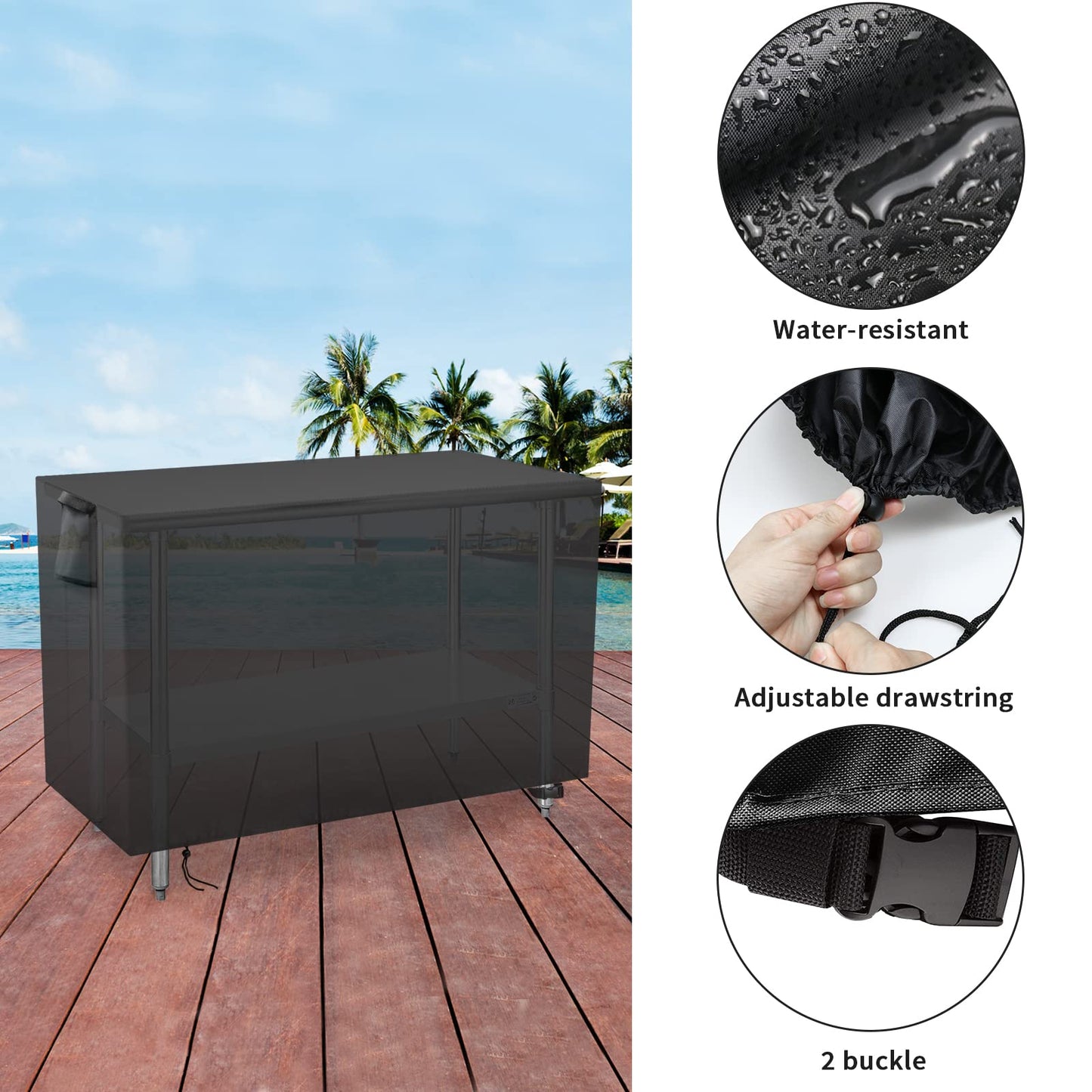 Youlvy Outdoor Prep Table Cover 36x24x35 Inch, Waterproof, Black Oxford Fabric