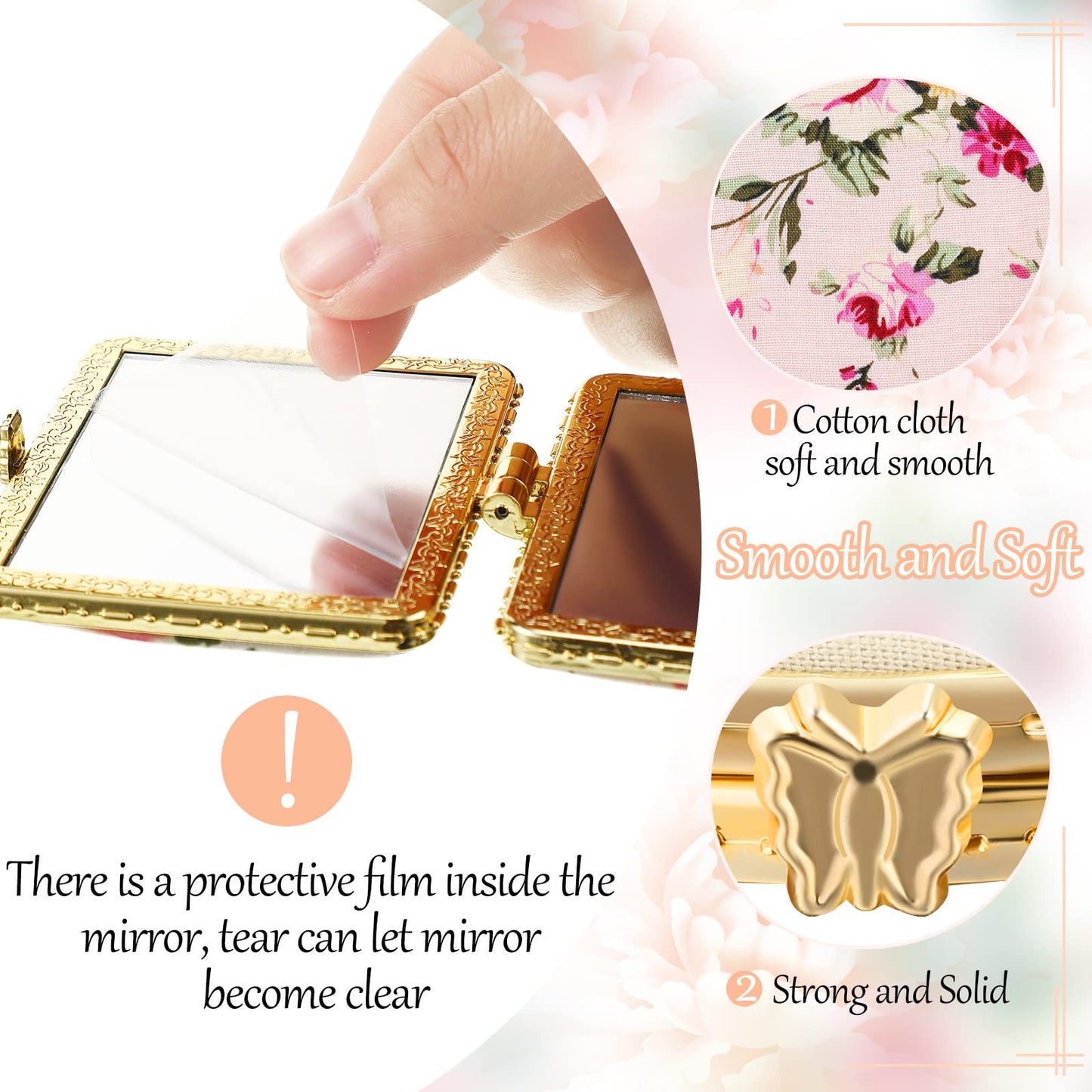 Remerry 48 Pieces Compact Mirror for Purse Small Flower Pocket Mirror Portable Floral Retro Folding Tea Party Favors Makeup Travel for Women Mother (Stylish Style)
