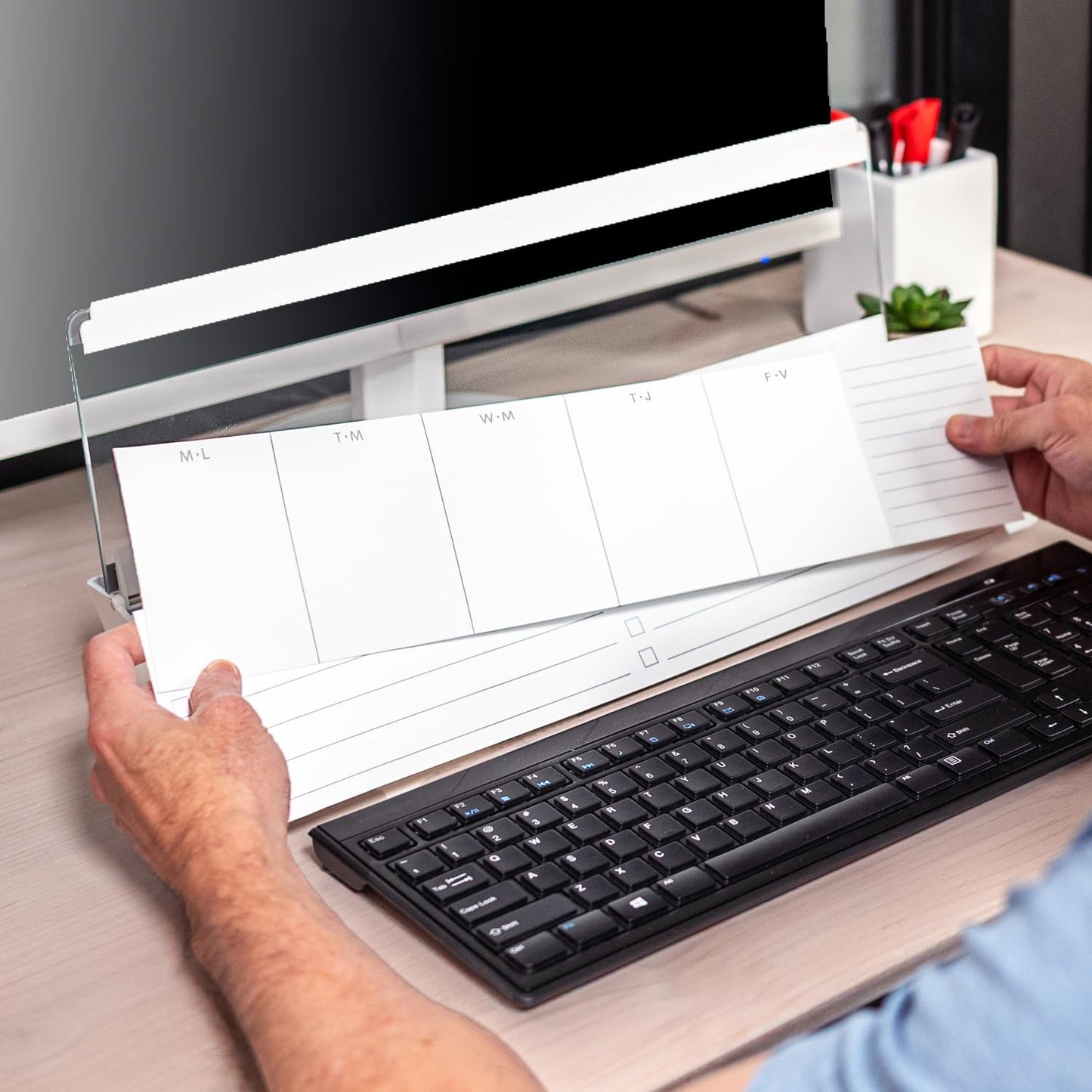 Quartet Desktop Whiteboard, Glass Dry-Erase Surface, 18” x 6”, Flip Top, Includes 4 Templates, 1 Marker and a Microfibre Towel (Q09010-CA)