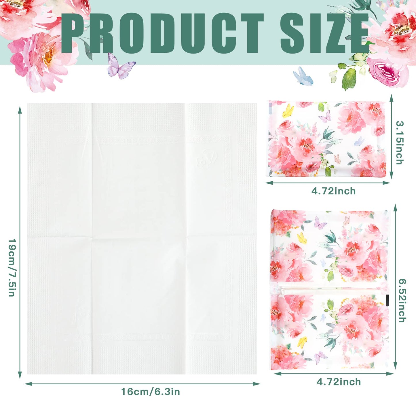 Geyee 50 Packs Tissue Travel Size Facial Paper Napkins Travel Packs Disposable Pocket Tissues for Wedding Guest Traveling School Purse Home Supplies, 500 Sheets 3 Ply(Spring Floral)