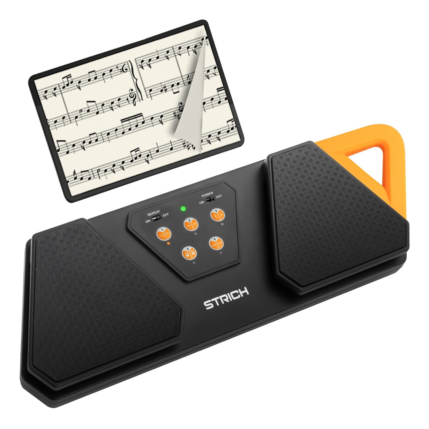 STRICH Wireless Page Turner Pedal for Musical Instruments, Anti-Slip Rubber Portable Foot Pedal, Silent Rechargeable Music Page Turner for iPad, Tablets, Phone, Super-long Endurance, SPT-10X