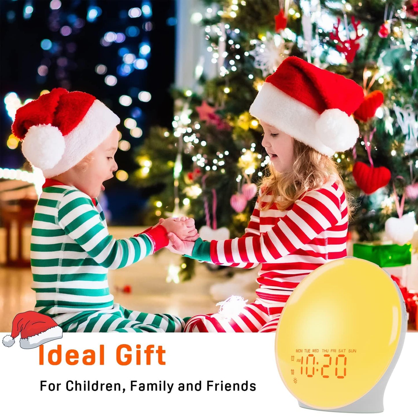 Wake Up Light Sunrise Alarm Clock for Kids, Heavy Sleepers, Bedroom, with Sunrise Simulation, Sleep Aid, Dual Alarms, FM Radio, Snooze, Nightlight, Daylight, 7 Colors, 7 Natural Sounds