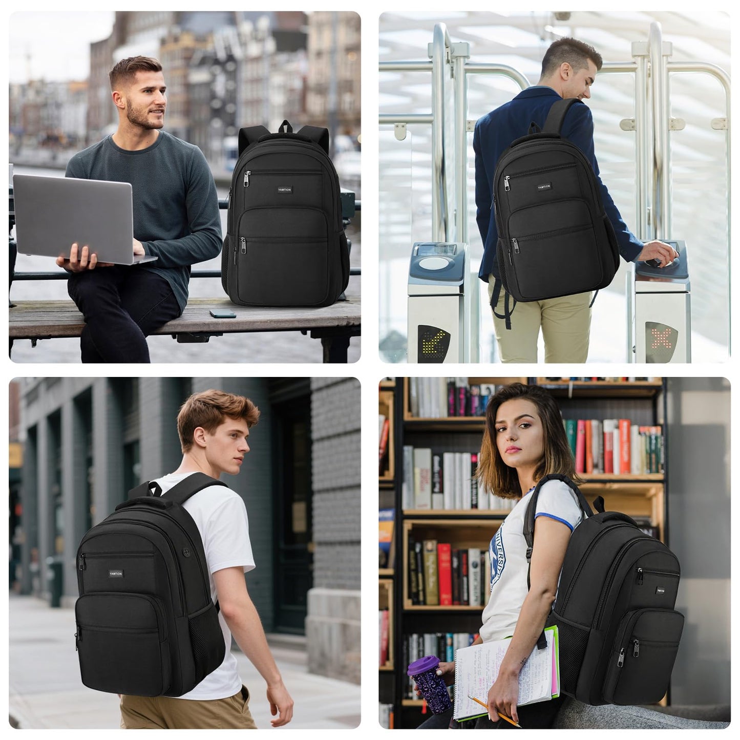 Laptop Backpack for Men and Women, Black Backpack, School Backpack for Boys and Girls, Bookbag, Work Backpack Fits 15.6 Inch Laptop and Notebook