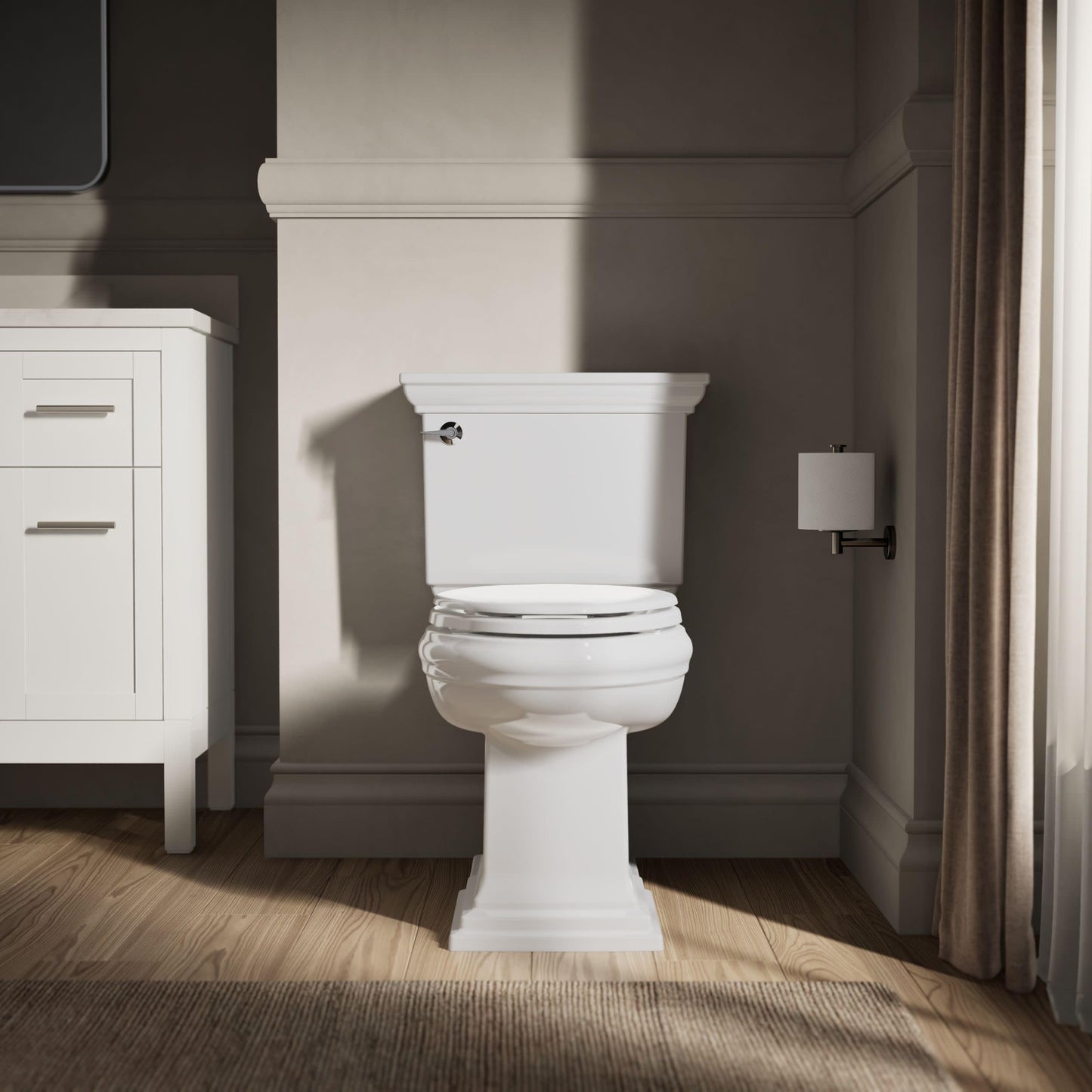 Kohler Stonewood Toilet Seat, Quiet-Close Elongated, Slow Close, Wooden Toilet Seat