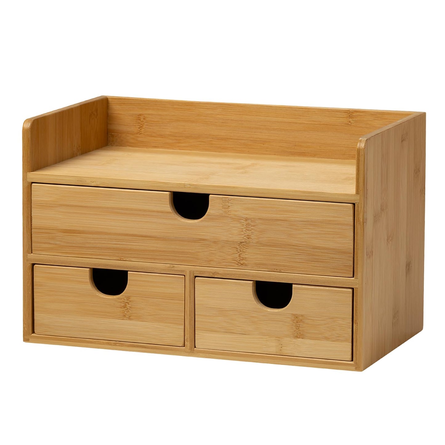 MEEDEN Desk Organizer with Drawers: Bamboo Desktop Storage Container with Shelf - Tabletop Storage Organization Box for Office Home Toiletries Supplies