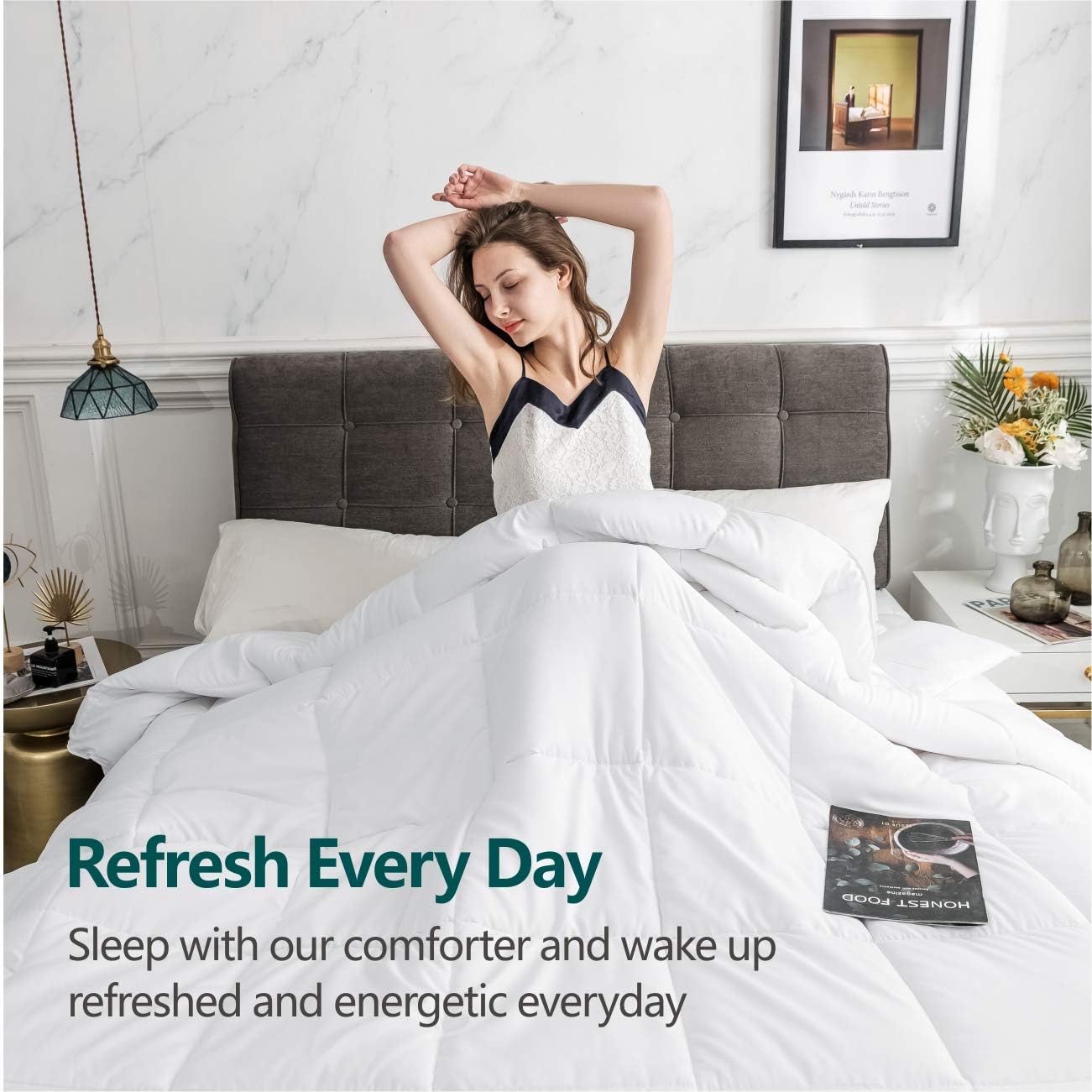 Cozynight Soft California King Comforter Duvet Insert-Lightweight Down Alternative Comforter with Corner Tabs-Fluffy Reversible Breathable Microfiber (White,102"x96")