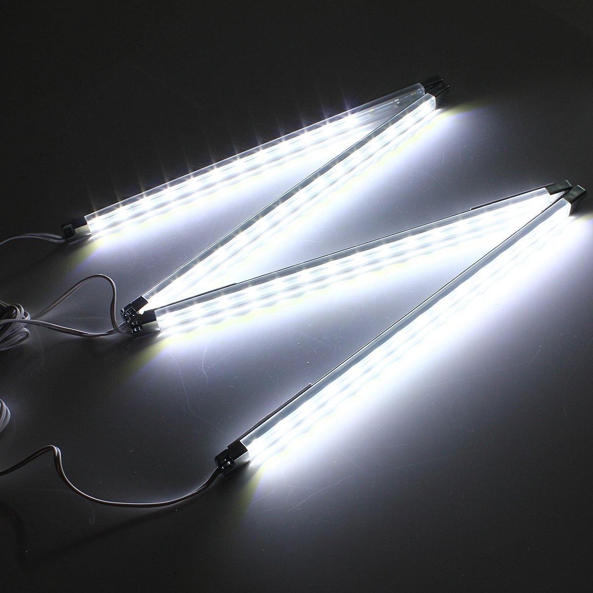 Cefrank LED Display Lights, (4) Strip Light Bars for Display Case Shelf Showcase Bookshelf Kitchen Workbench, Plug-in Under Cabinet Lighting - (6000K, Cool White)